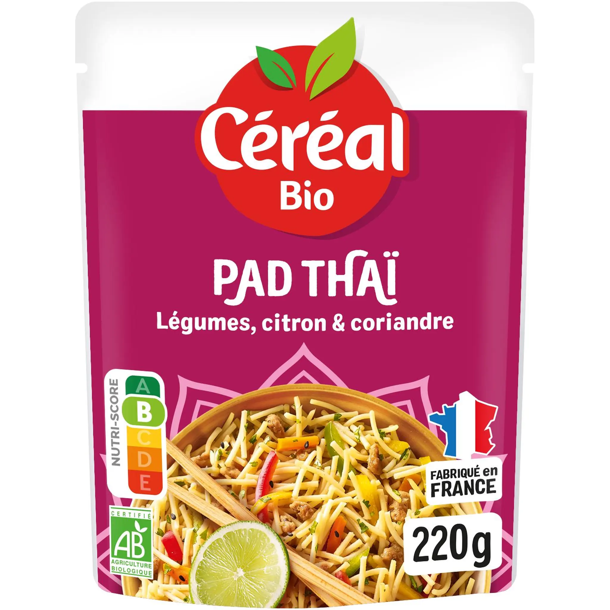 CÉRÉAL BIO Pad Thai citron coriandre sauce sriracha sachet express