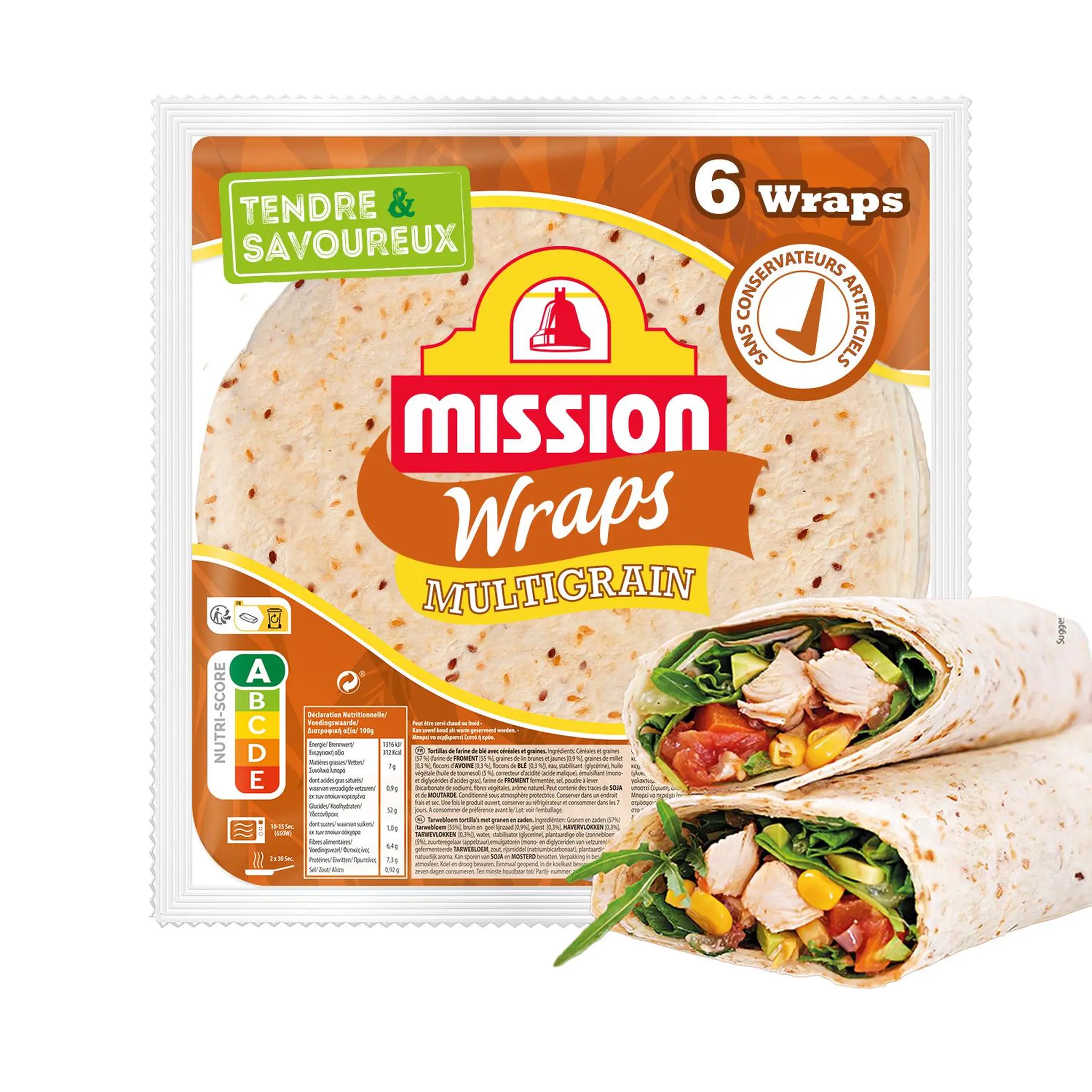 MISSION Wraps multigrains aux graines de lin