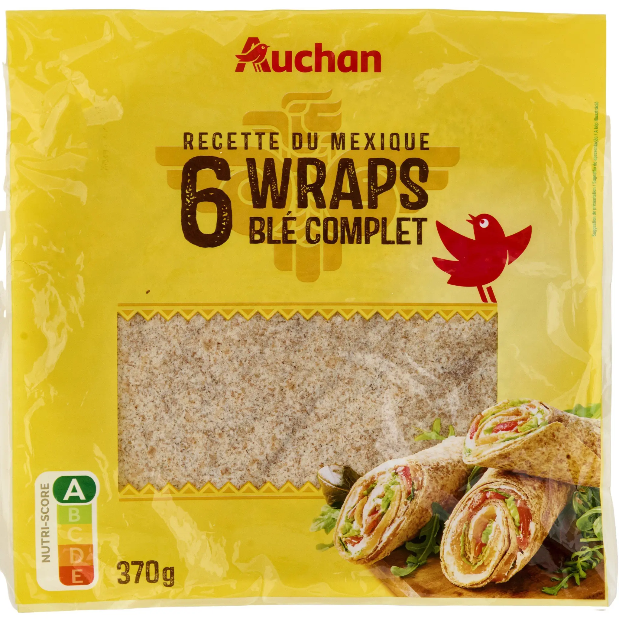 AUCHAN Wrap au blé complet x6
