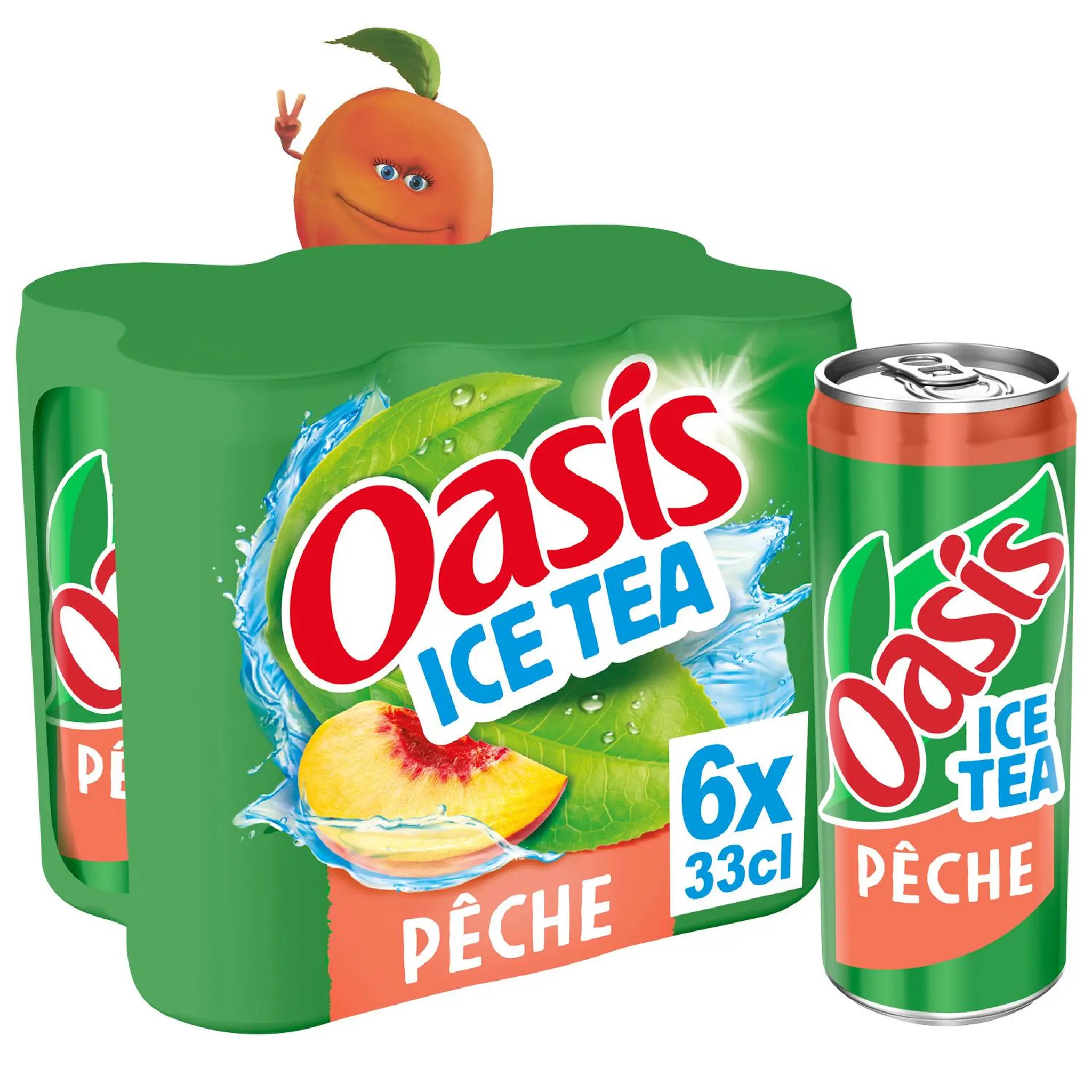 OASIS Ice Tea Boisson aux fruits et thé glacé saveur pêche boîtes