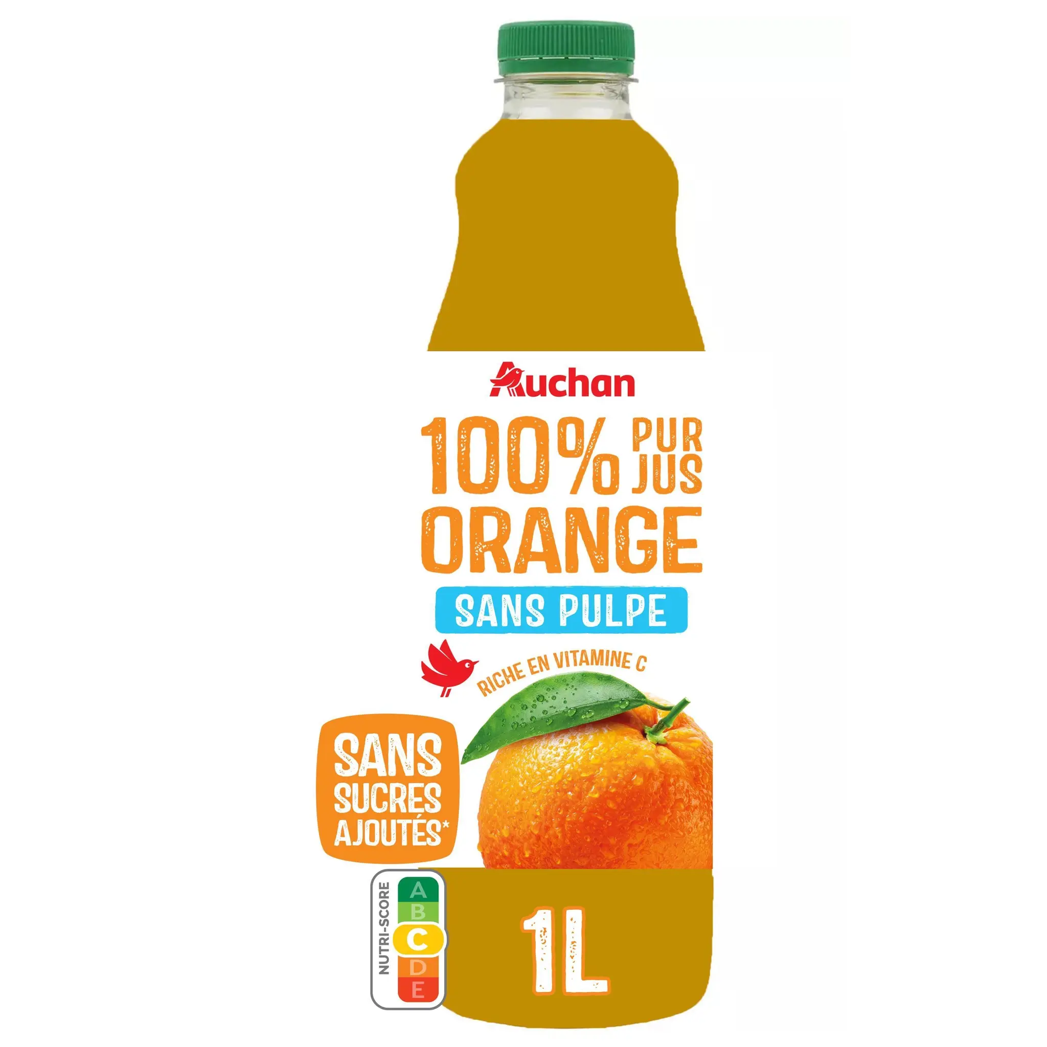 AUCHAN Pur jus d'orange sans pulpe