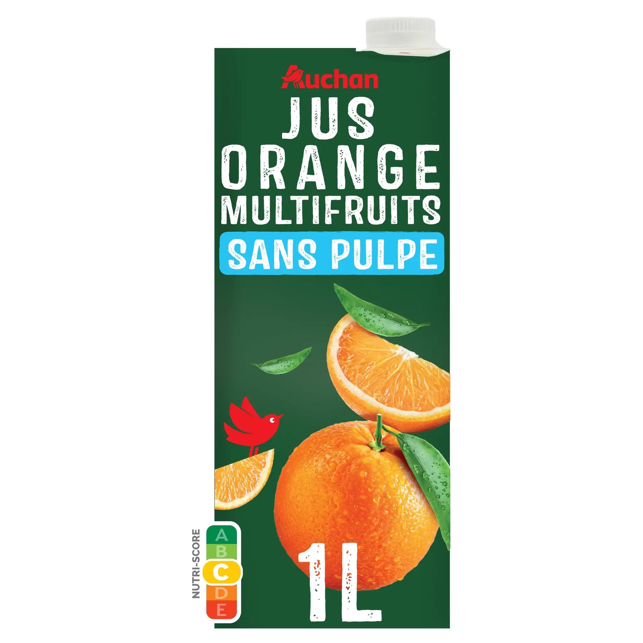 AUCHAN Jus d'orange multifruits à base de concentrés sans sucres ajoutés sans pulpe