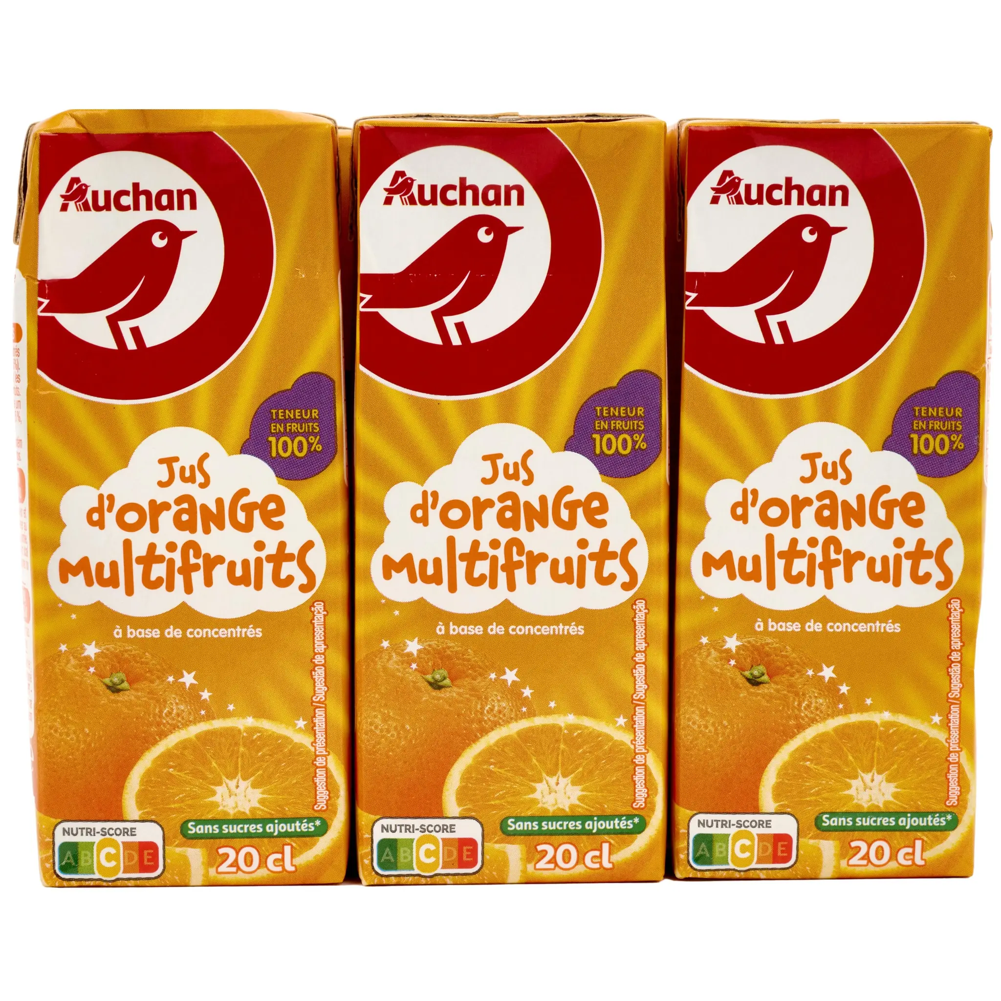 AUCHAN Jus d'orange multifruits en briquettes