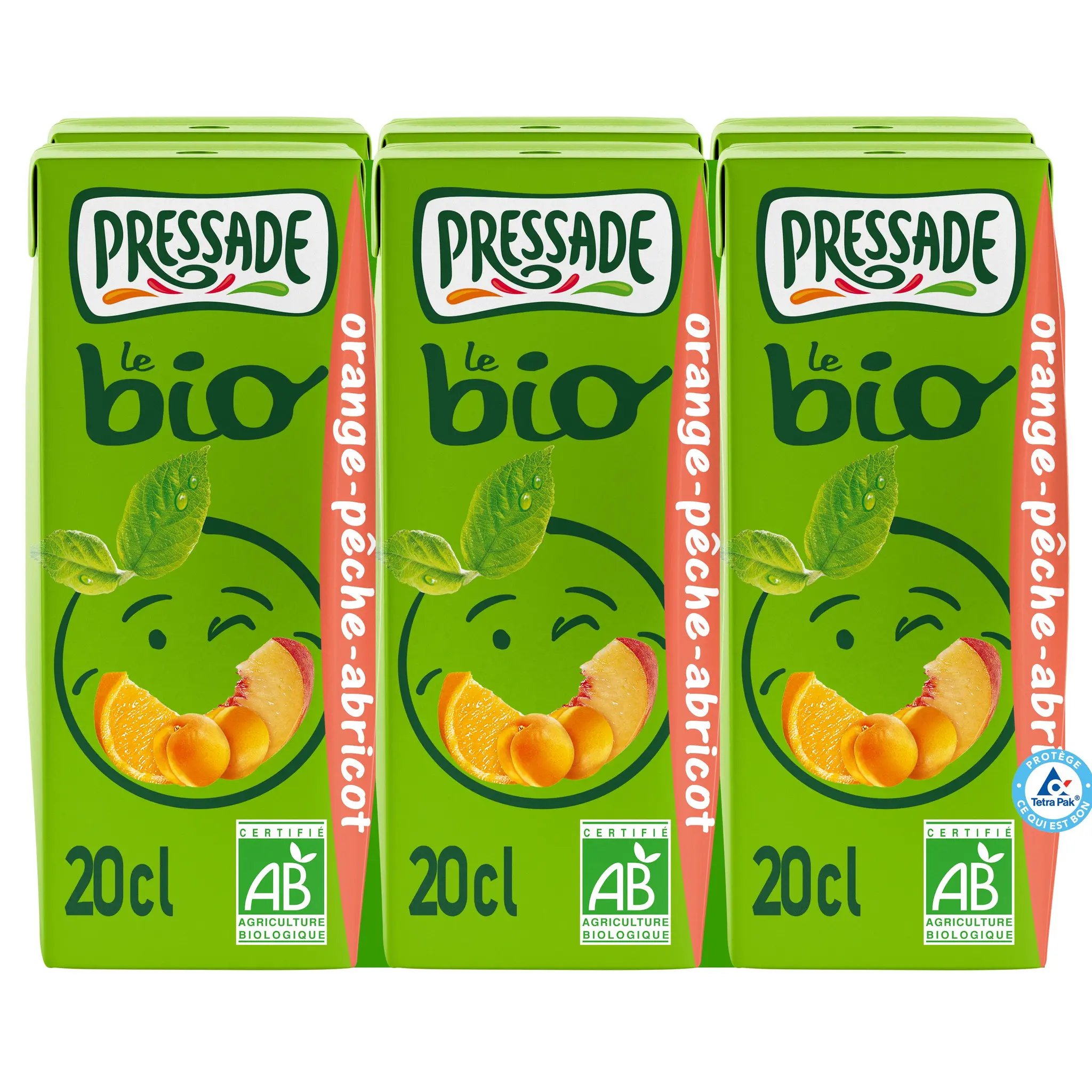 PRESSADE Nectar orange pêche abricot bio sans pulpe briquettes