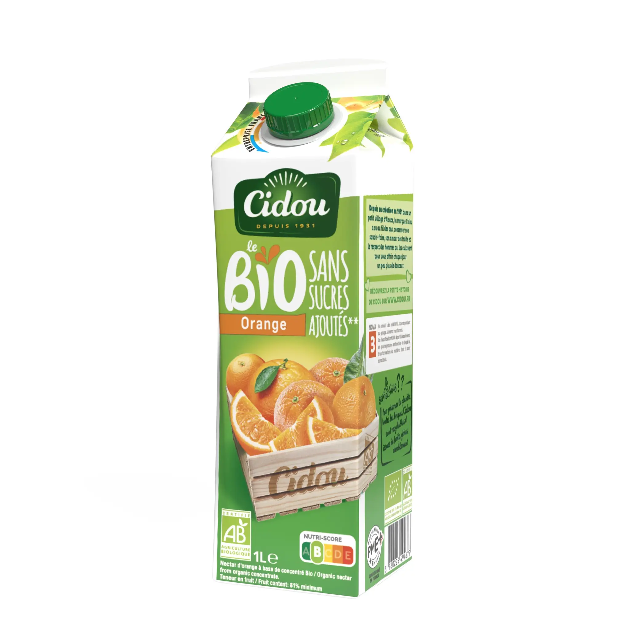 CIDOU Nectar d'orange bio sans sucres ajoutés