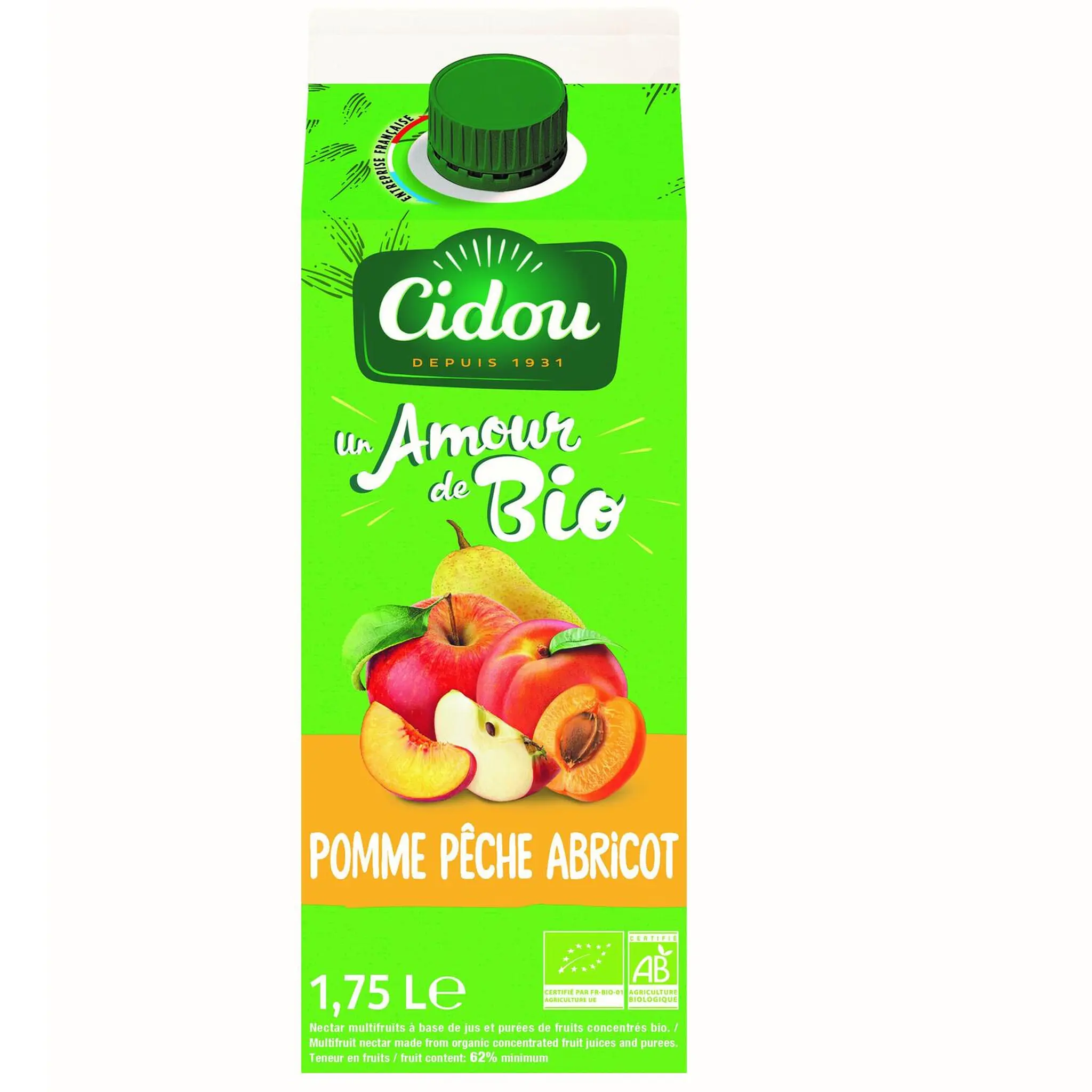 CIDOU Nectar de pomme pêche et abricot bio