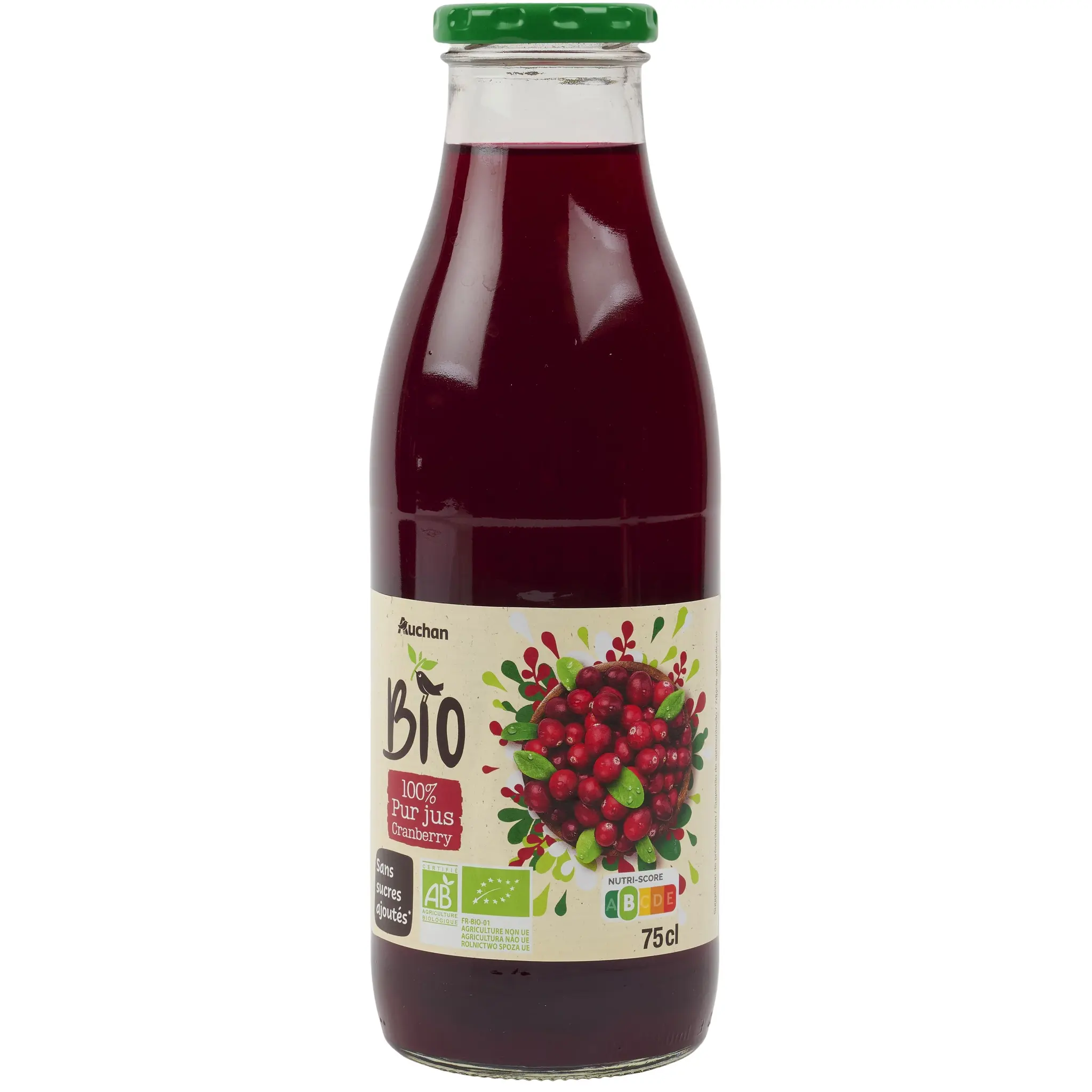 AUCHAN BIO Pur jus cranberry bio