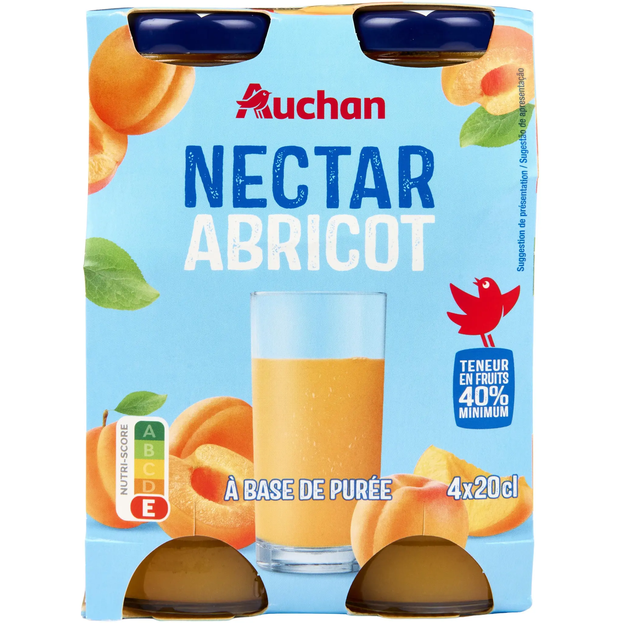 AUCHAN Nectar d'abricot bouteilles