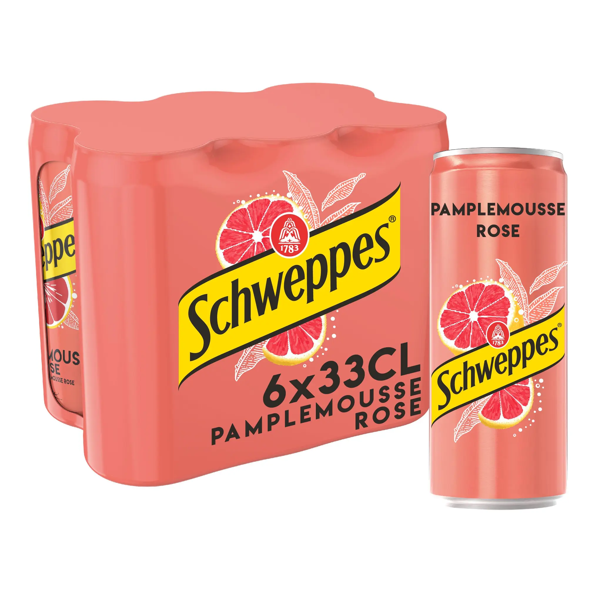 SCHWEPPES Boisson gazeuse saveur pamplemousse rose boîtes