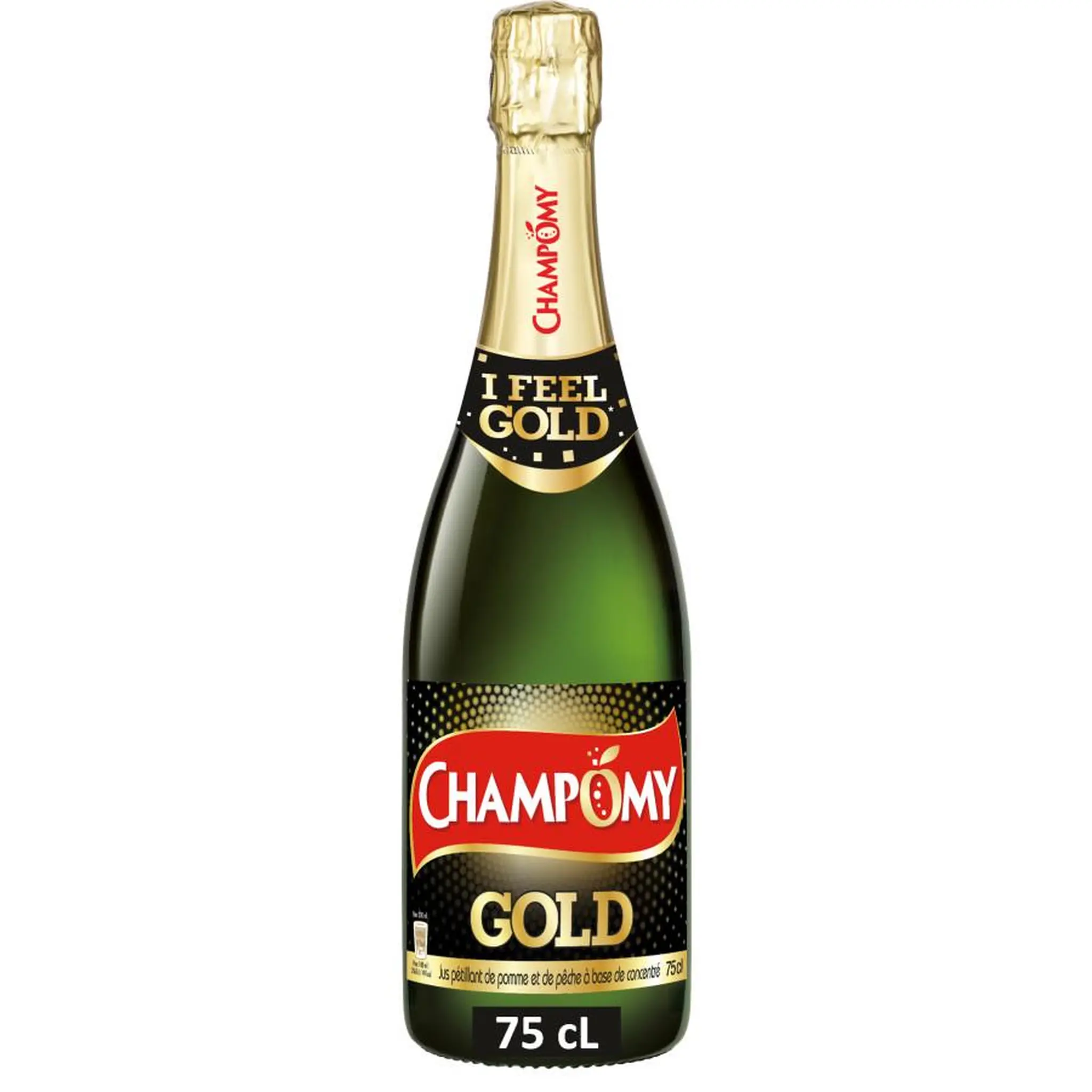 CHAMPOMY Gold jus pétillant de pomme et de pêche à base de concentré