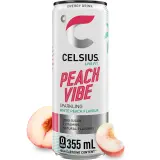CELSIUS Peach vibe Boisson énergisante pétillante saveur pêche blanche boîte