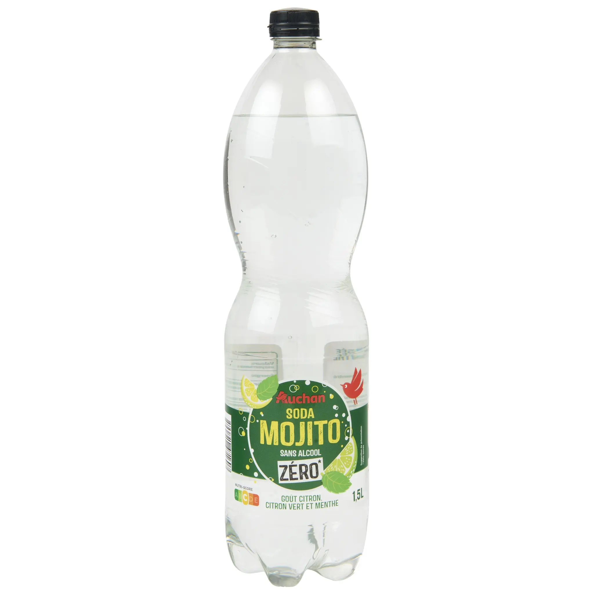 AUCHAN Soda saveur mojito sans alcool zéro