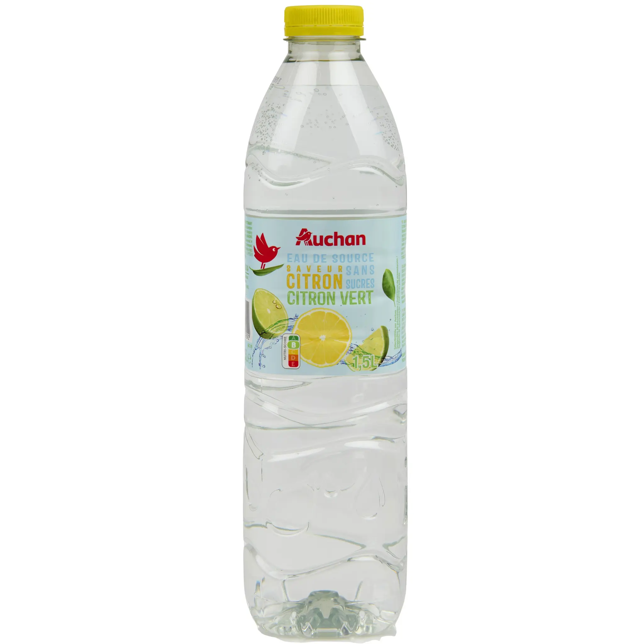 AUCHAN Eau de source aromatisée citron vert