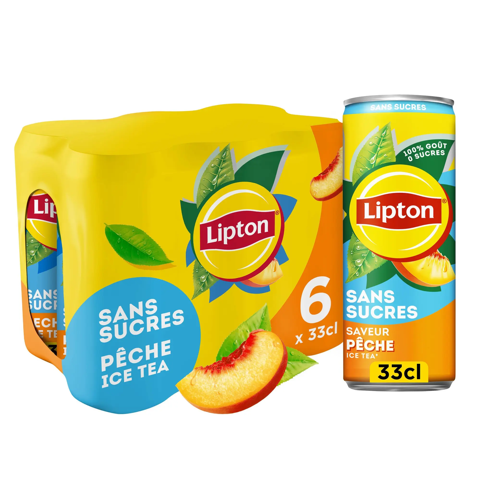 LIPTON ICE TEA Thé glacé sans sucres saveur pêche boîtes