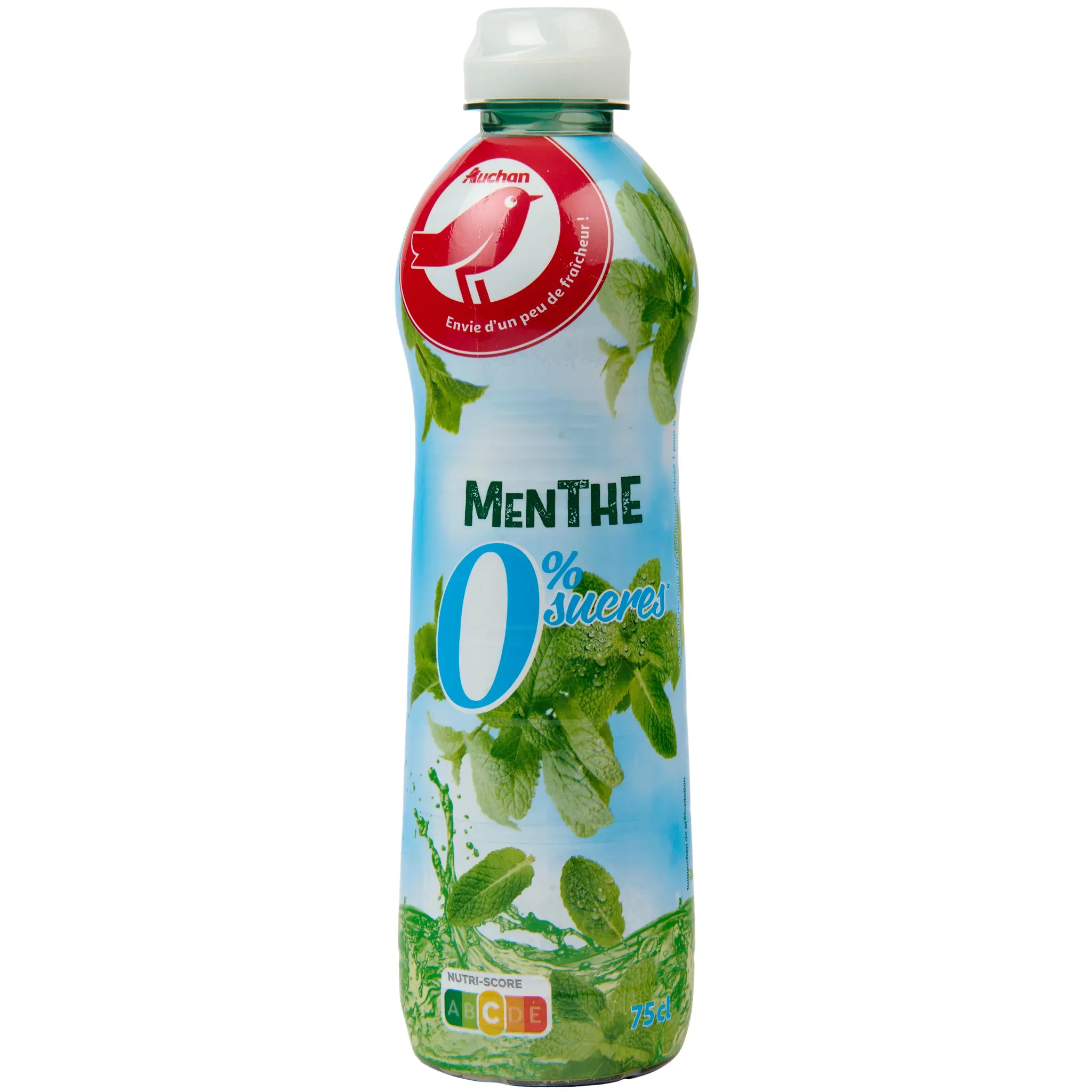 AUCHAN Sirop de menthe 0% de sucre