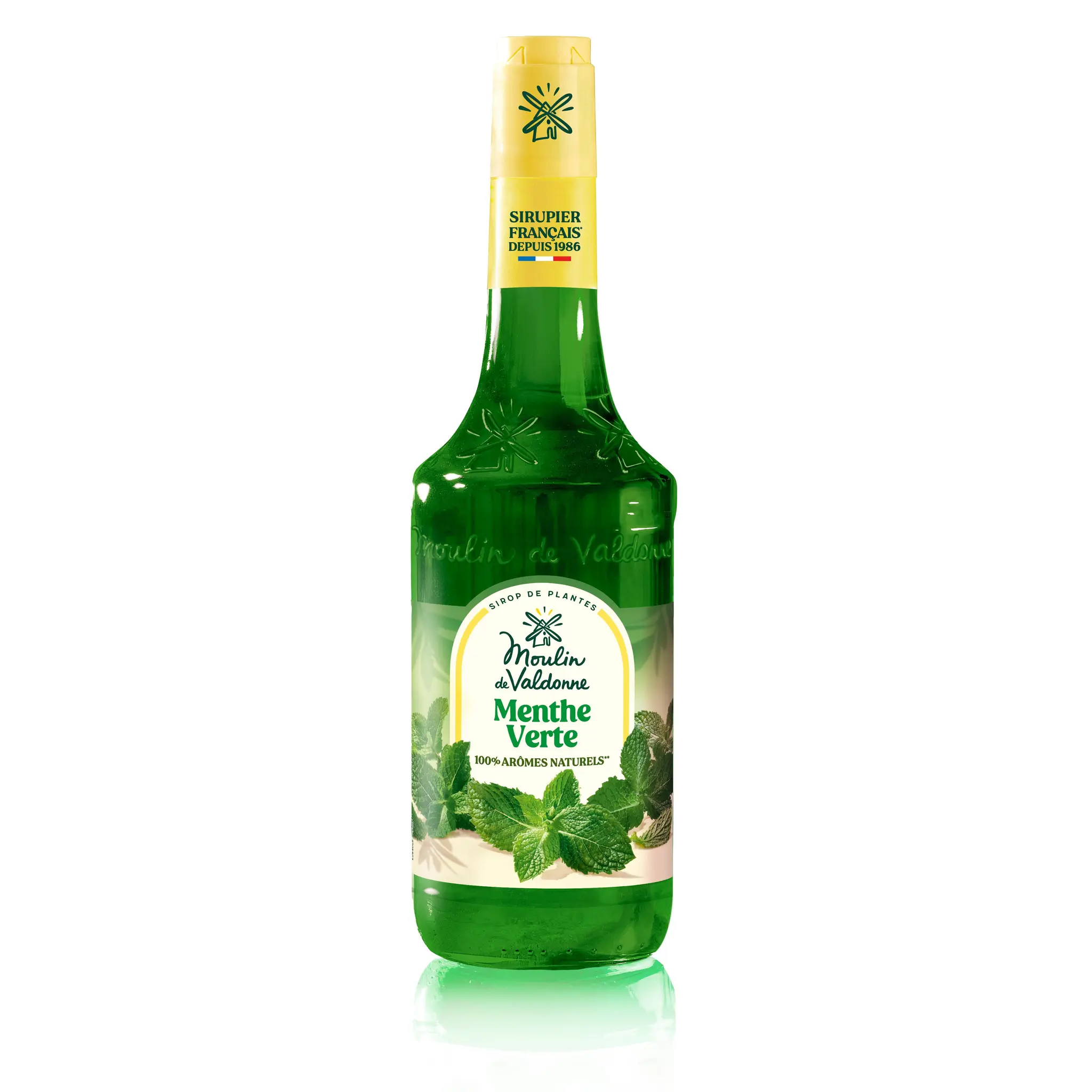 MOULIN DE VALDONNE Sirop de menthe verte bouteille verre