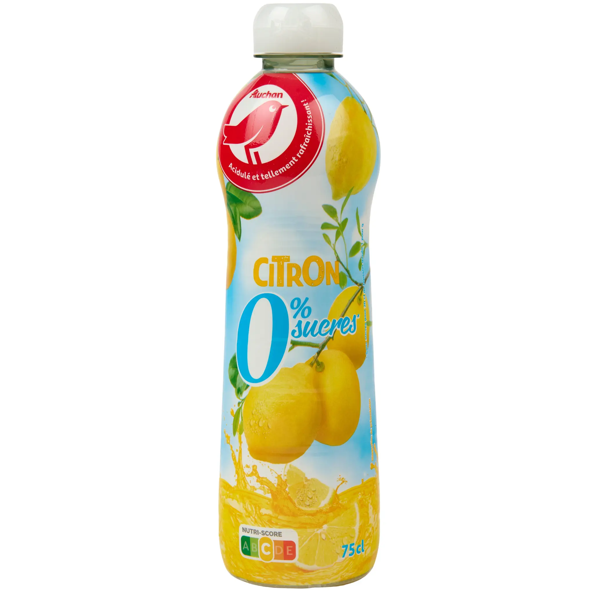 AUCHAN Sirop de citron 0% de sucre