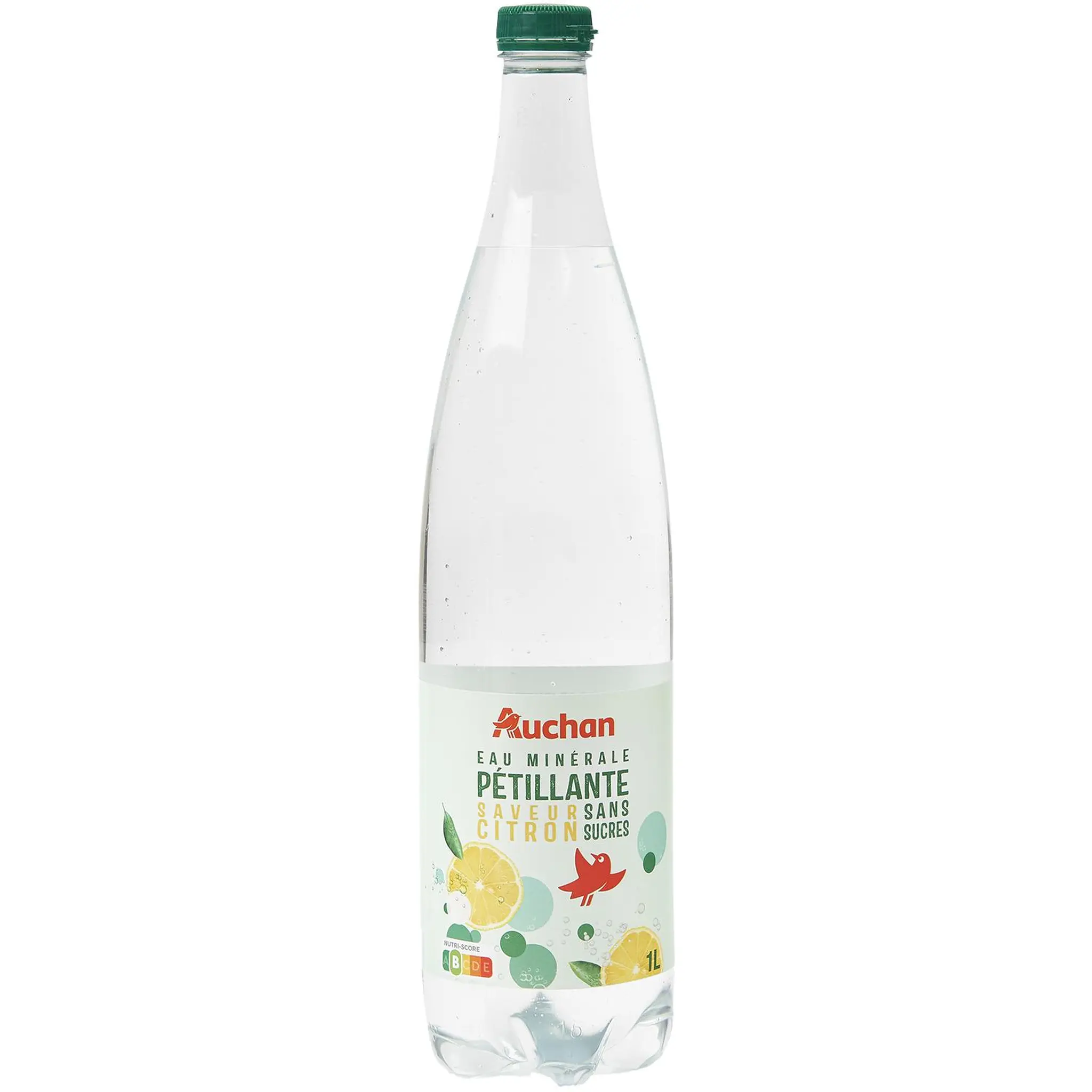 AUCHAN Eau minérale naturelle gazeuse au citron
