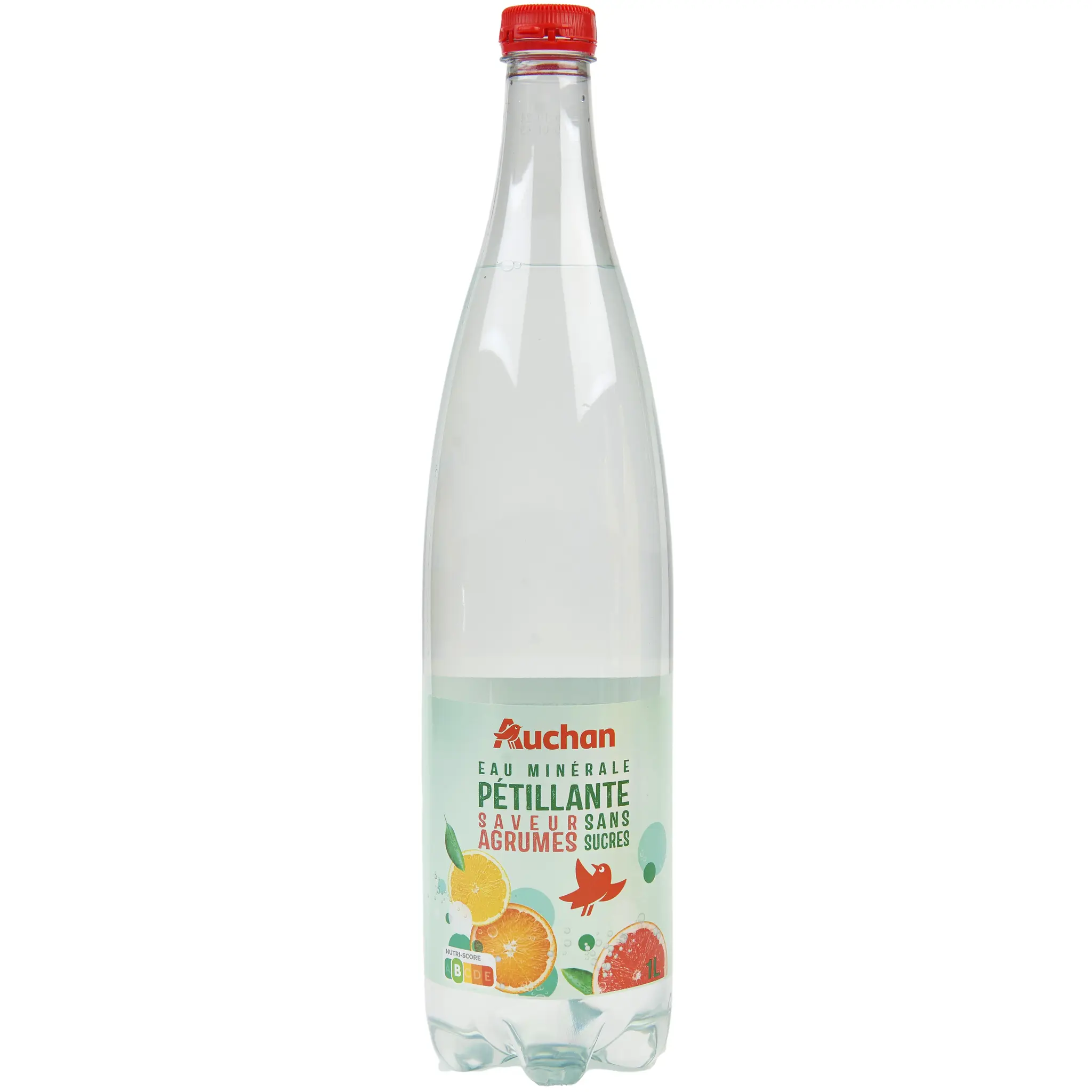 AUCHAN Eau minérale pétillante saveur agrumes sans sucres