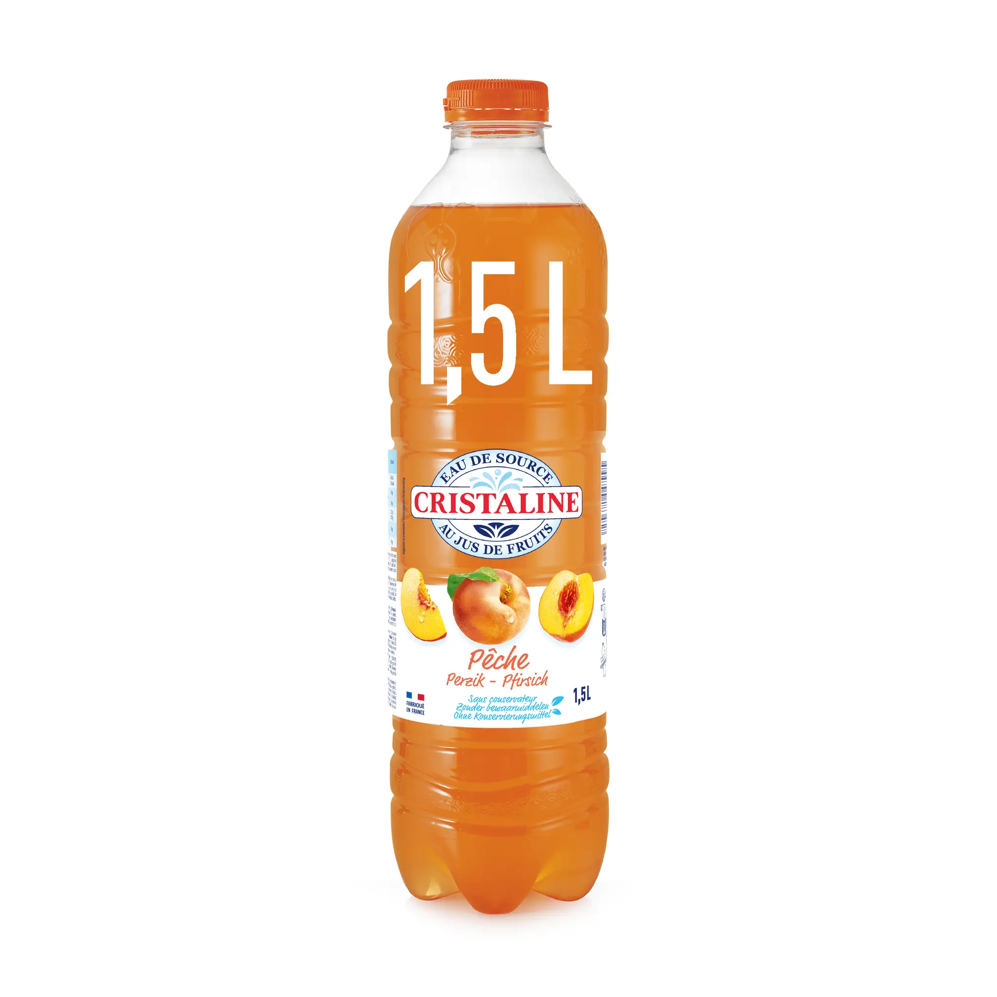 CRISTALINE Eau de source aromatisée au jus de pêche
