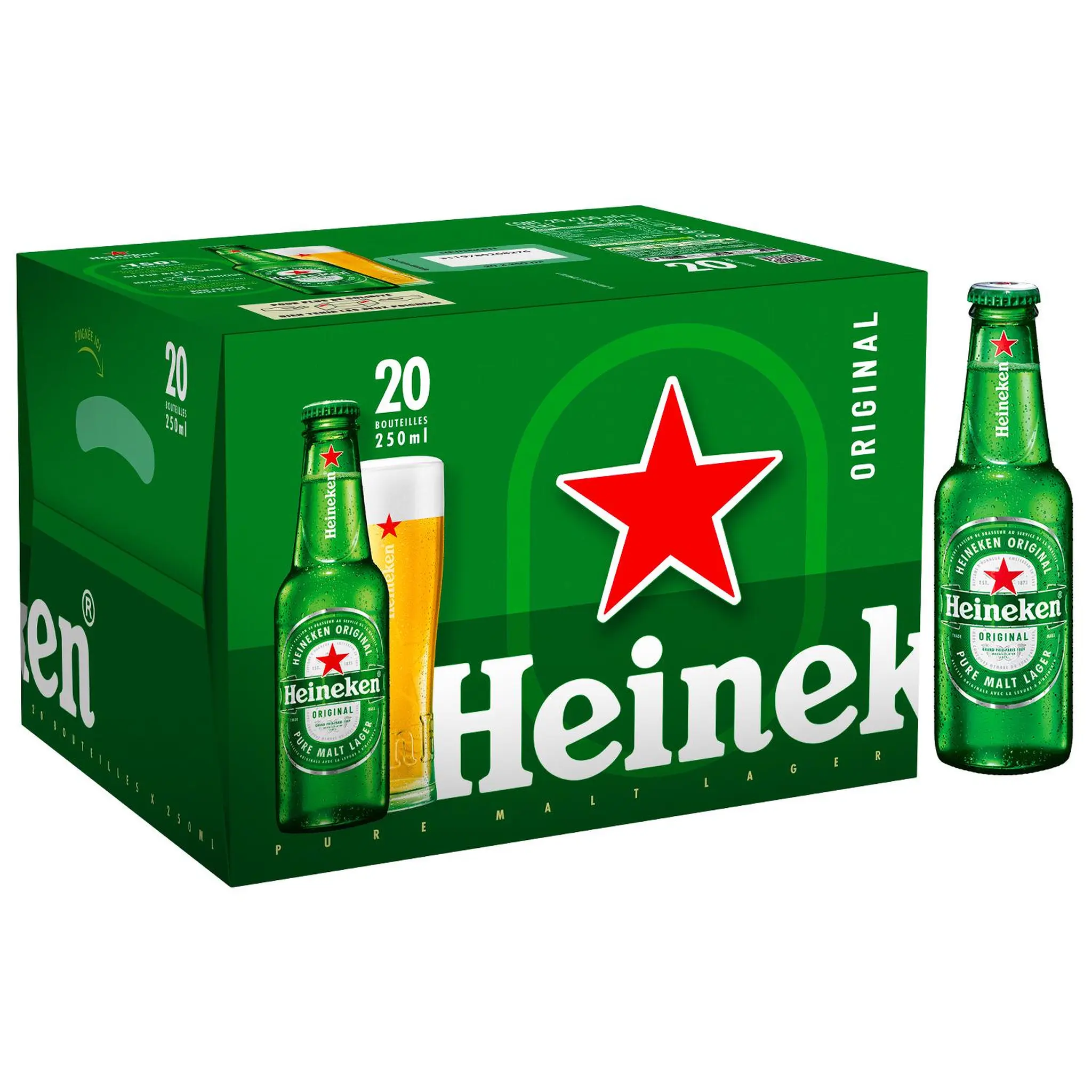 HEINEKEN Bière blonde premium 5% pack bouteilles