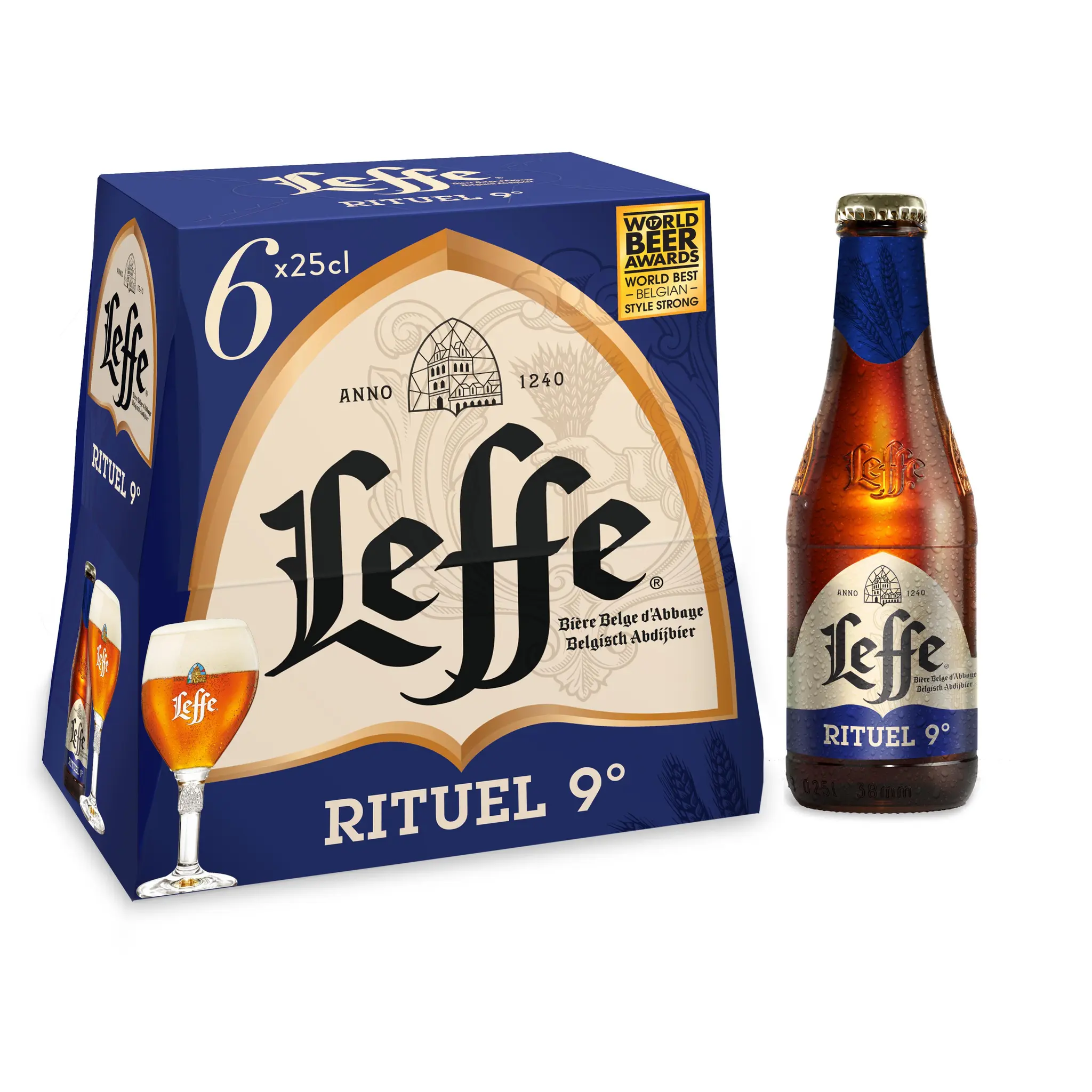 LEFFE Bière blonde Rituel 9% pack bouteilles