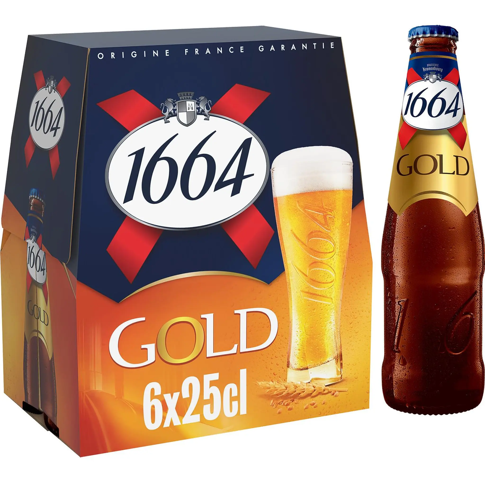 1664 Bière blonde gold 6,1% pack bouteilles