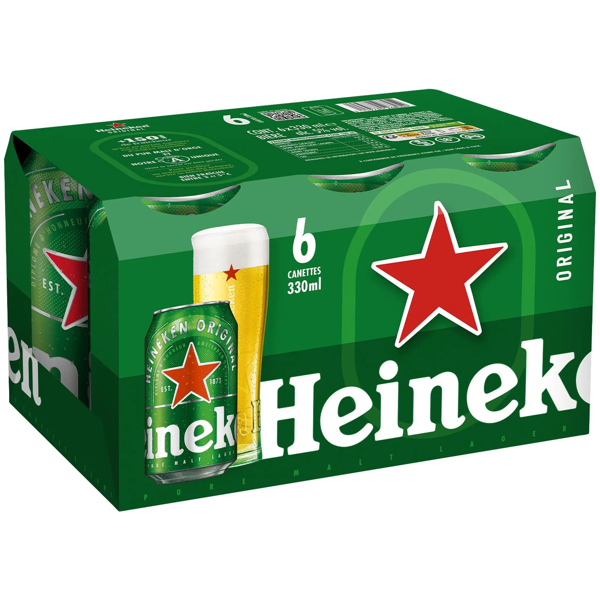 HEINEKEN Bière blonde premium 5% boîtes