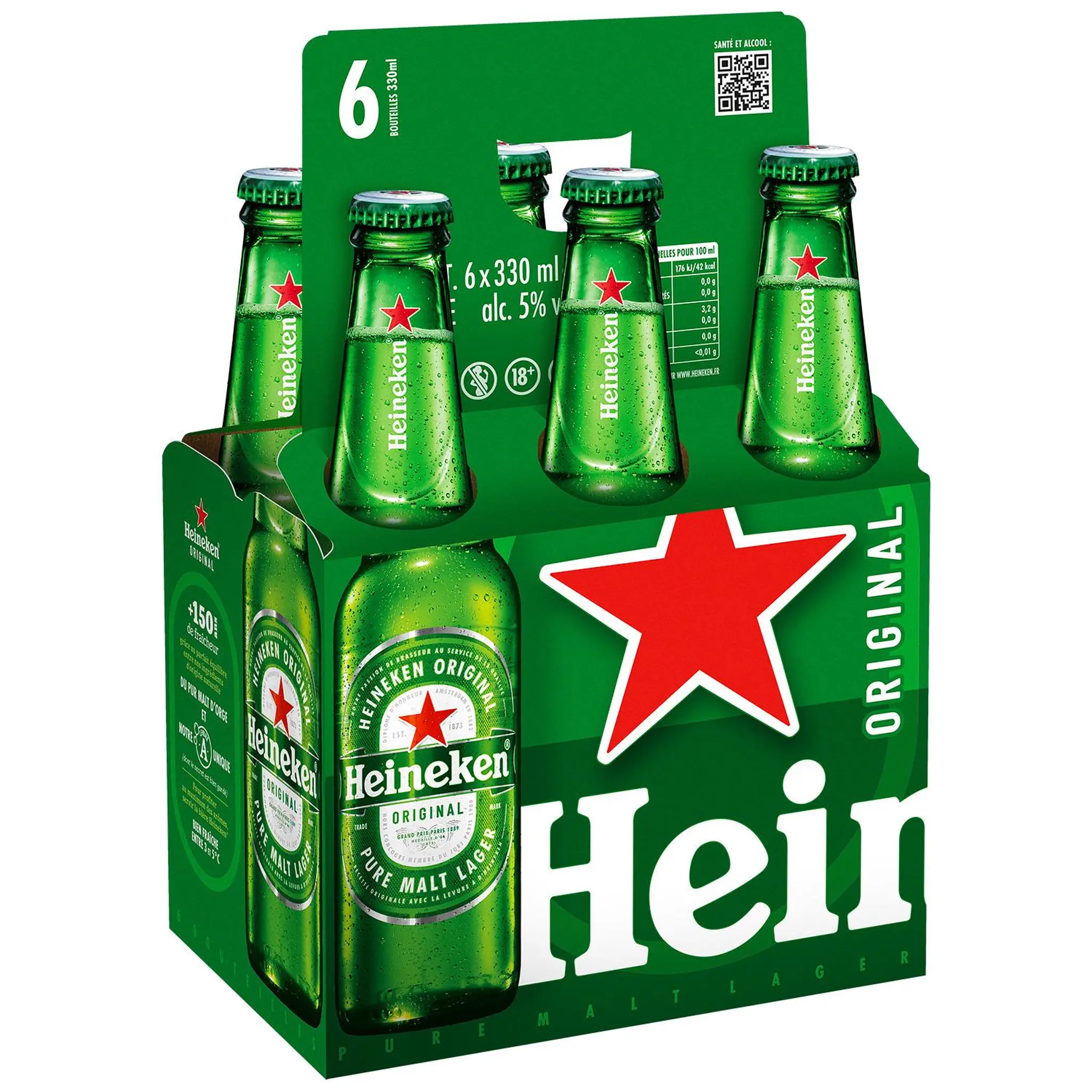 HEINEKEN Bière blonde premium 5% pack bouteilles