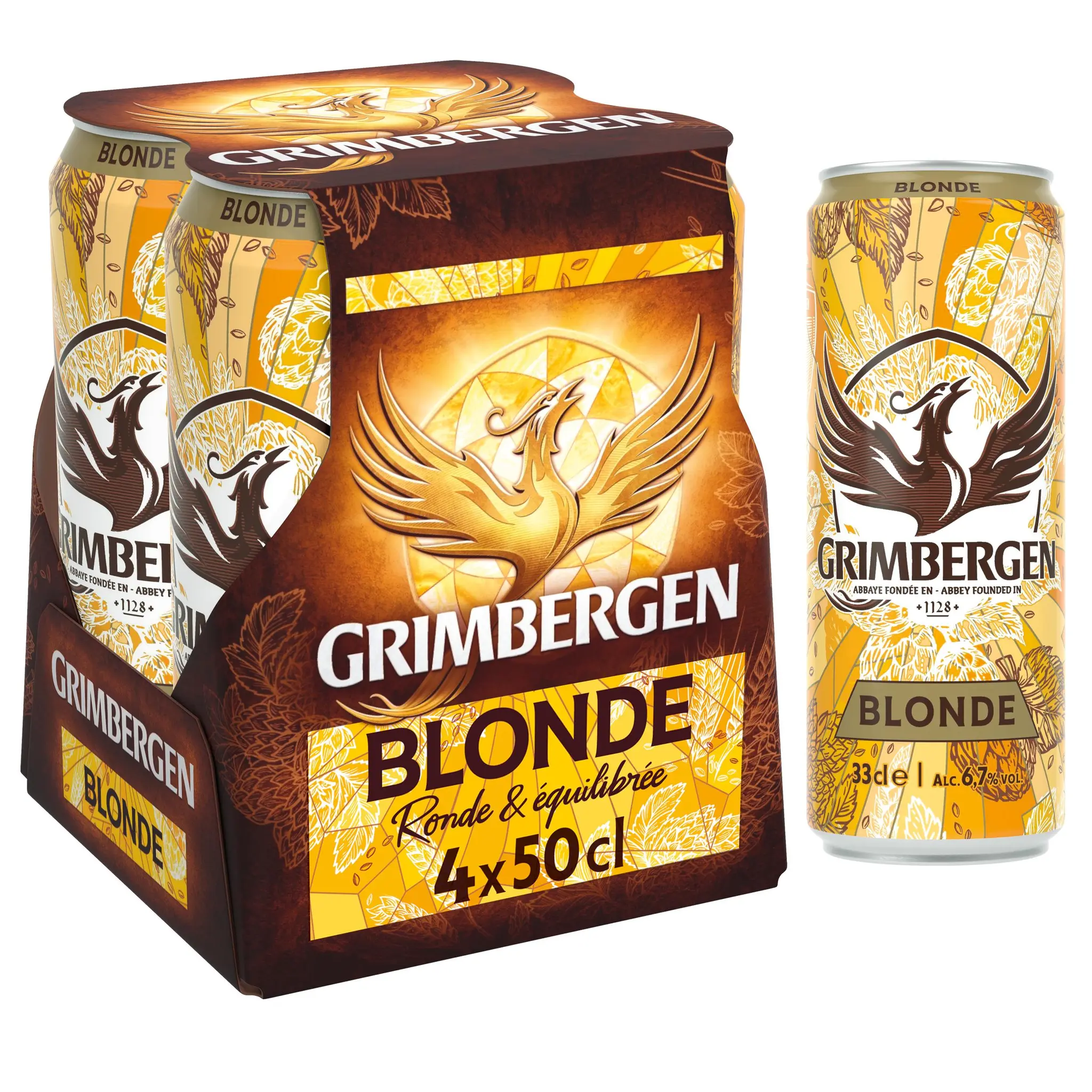 GRIMBERGEN Bière blonde ronde et équilibrée 6.7% Boîte