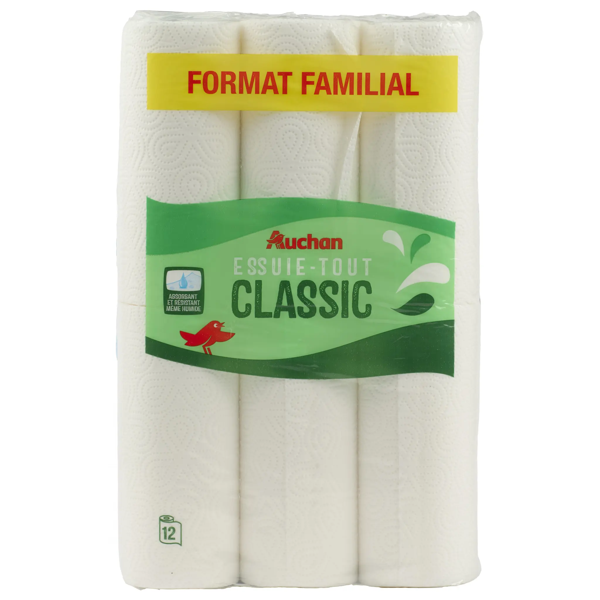 AUCHAN Essuie-tout blanc classic format familial