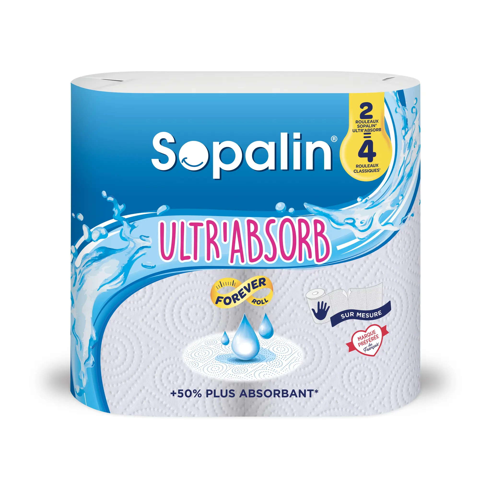 SOPALIN Essuie-tout blanc demi-feuilles ultra absorbant