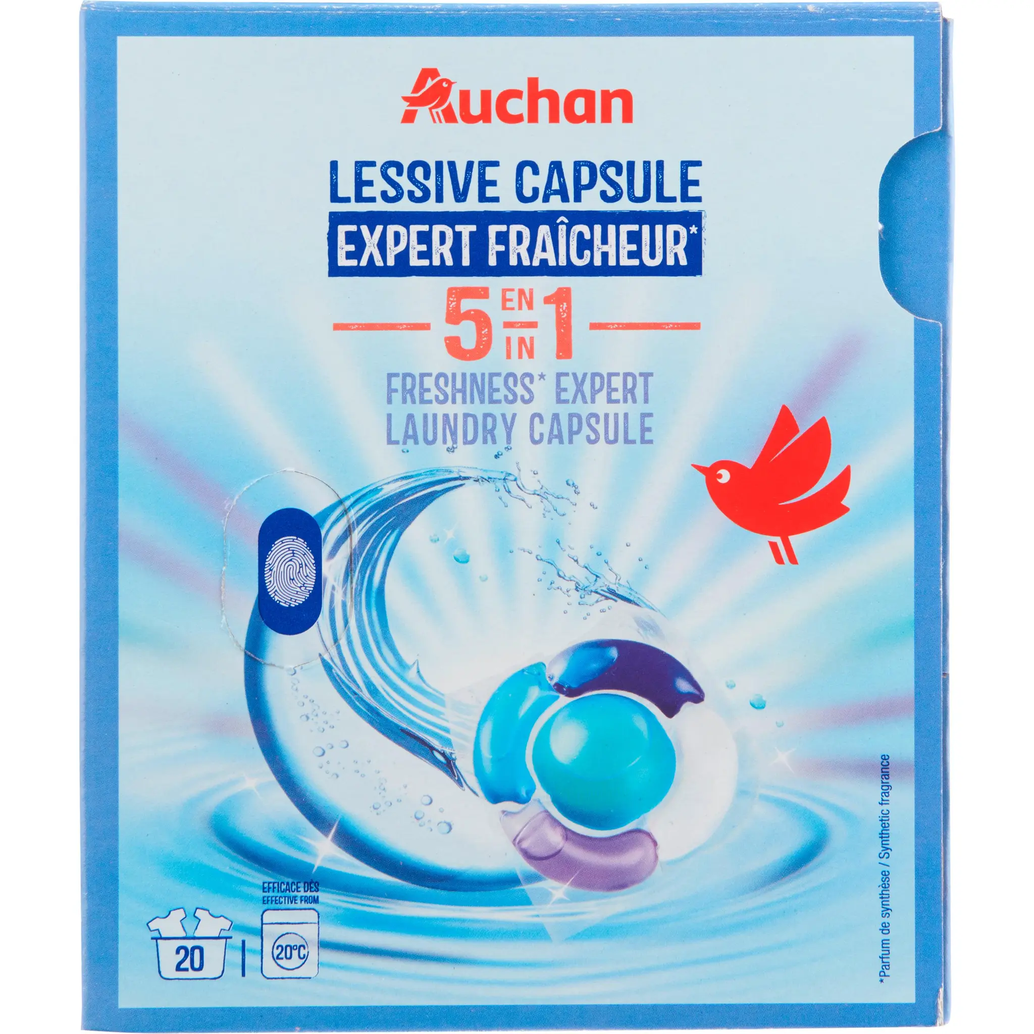AUCHAN Lessive capsules expert fraîcheur 5en1