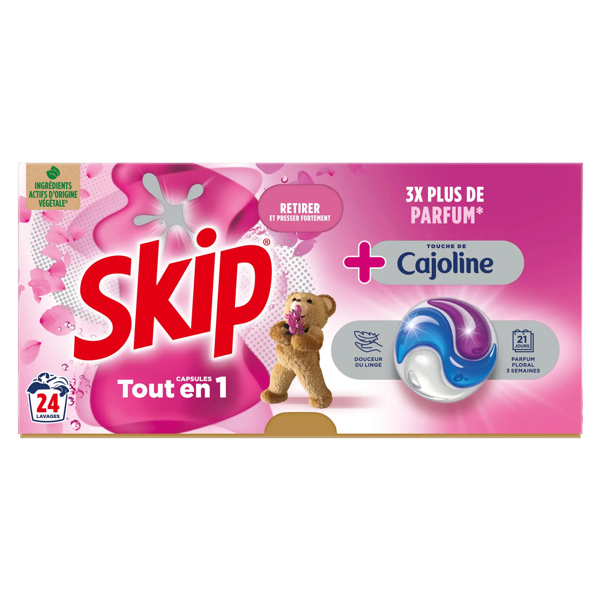 SKIP Lessive capsules 3 en 1 Touche de Cajoline
