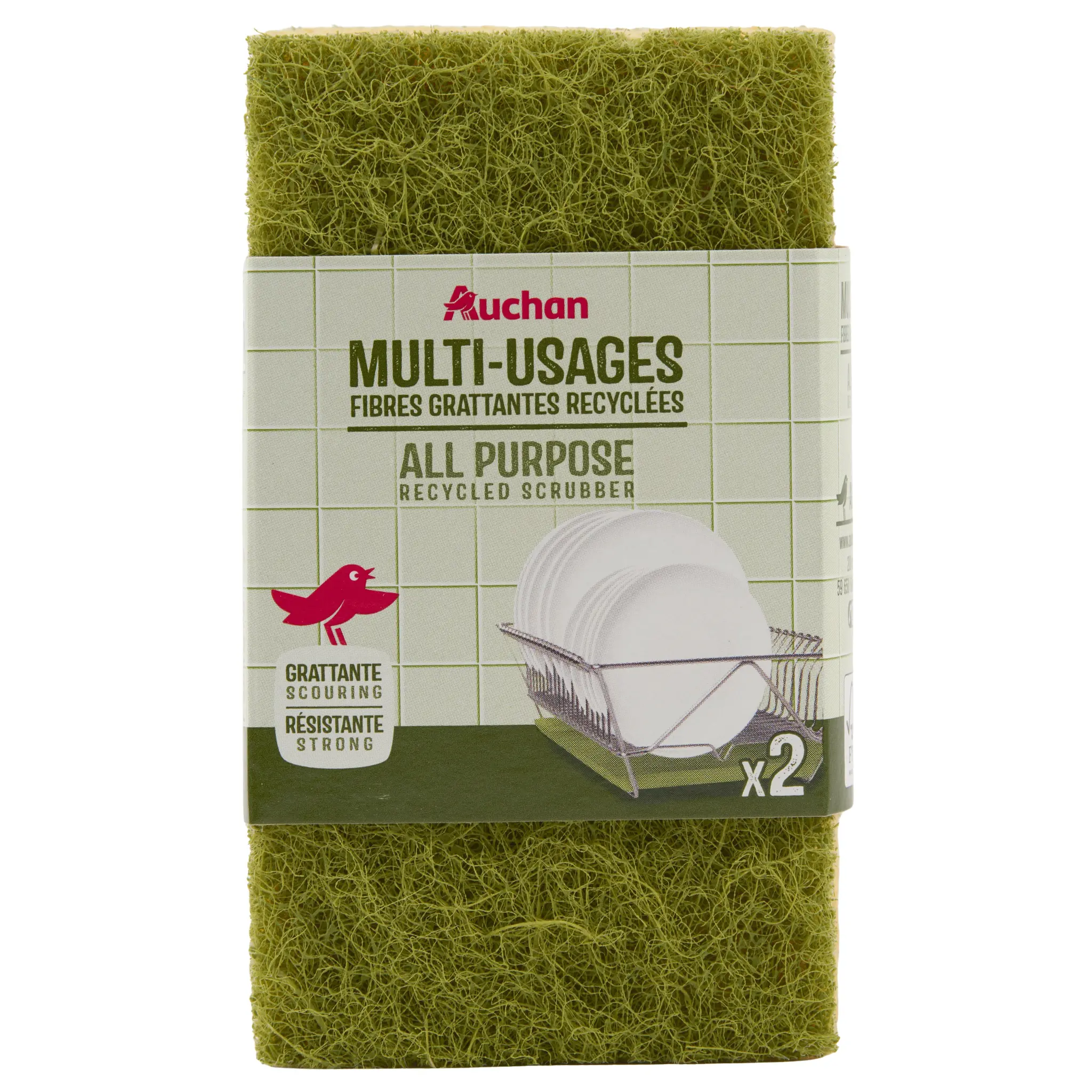 AUCHAN MIEUX VIVRE Éponges grattantes multi-usages