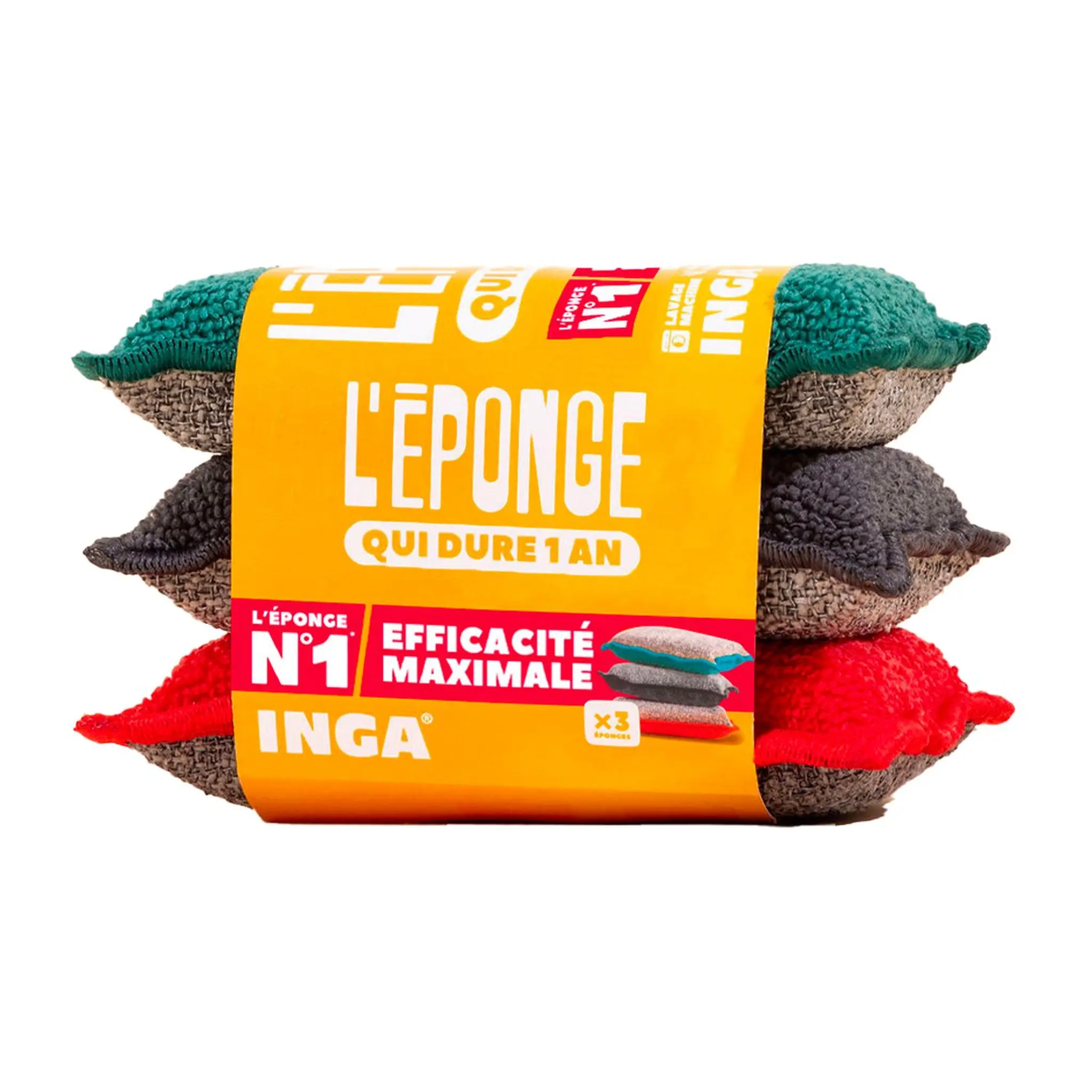 INGA Éponge lavable grattante multicolore