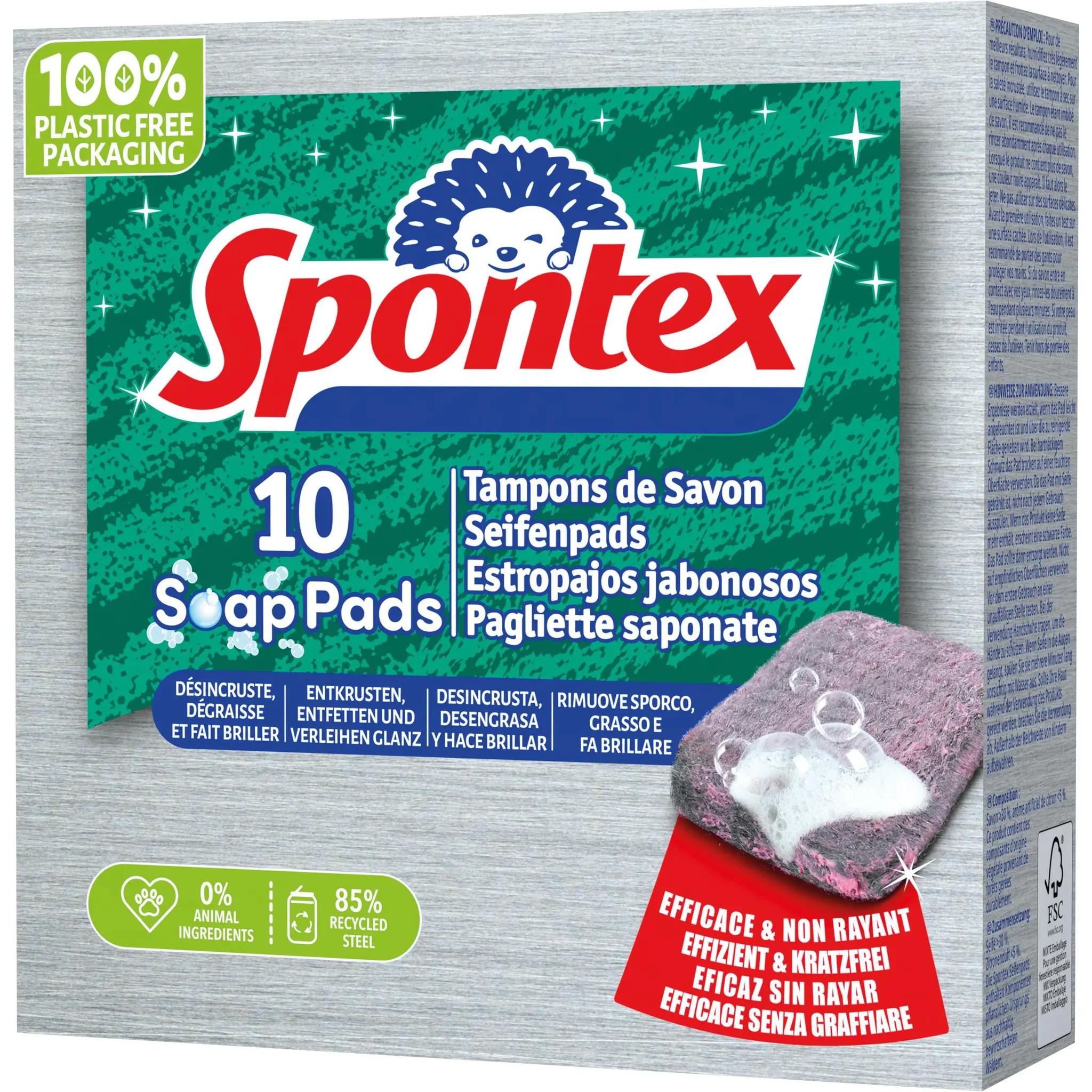 SPONTEX Tampon de savon avec abrasif minéral
