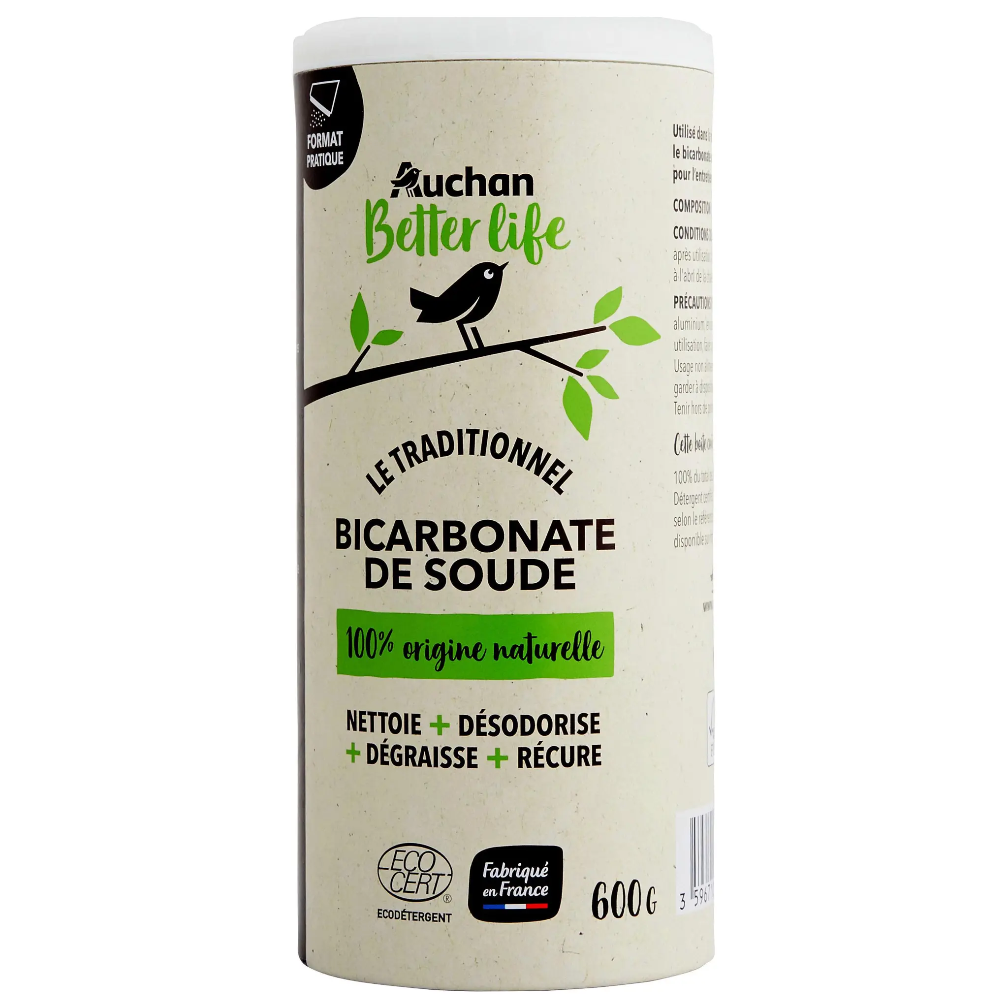 AUCHAN BETTER LIFE Ecodet Bicarbonate de soude écologique en salière