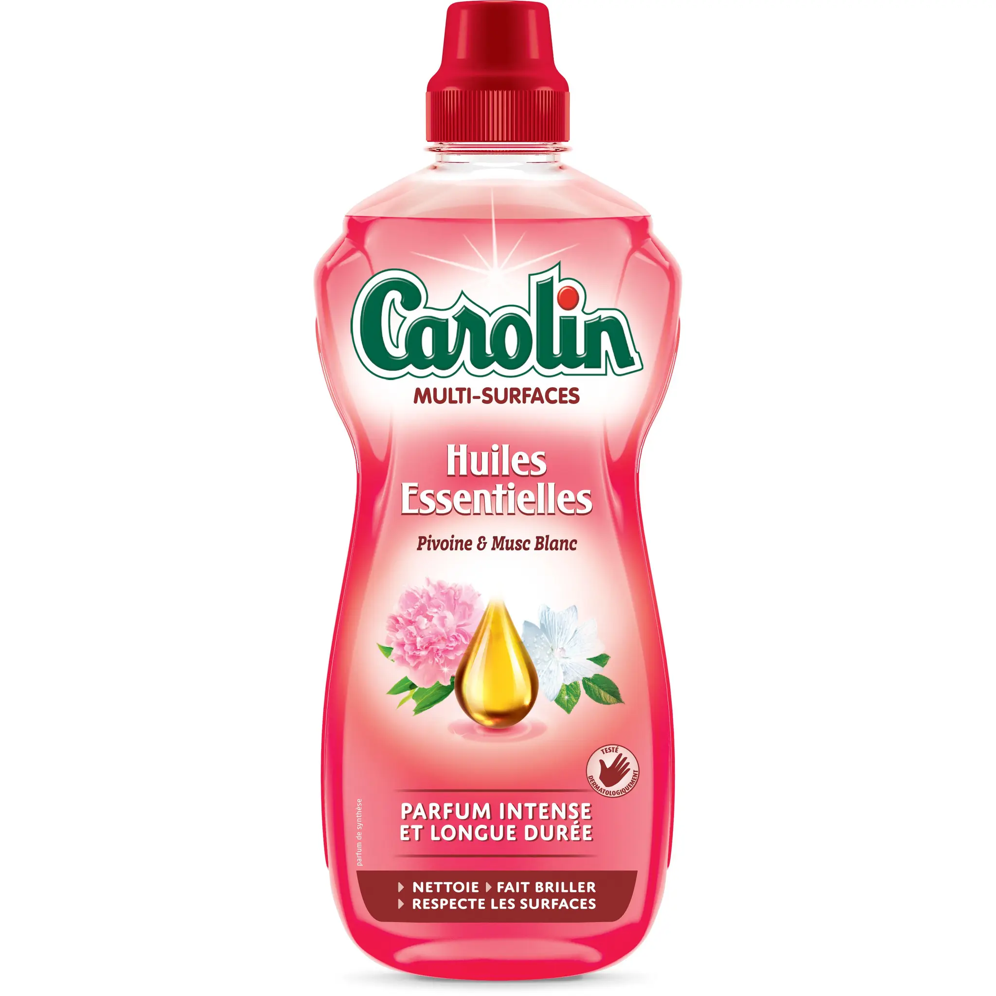 CAROLIN Nettoyant liquide multi-surfaces huiles essentielles pivoine musc blanc