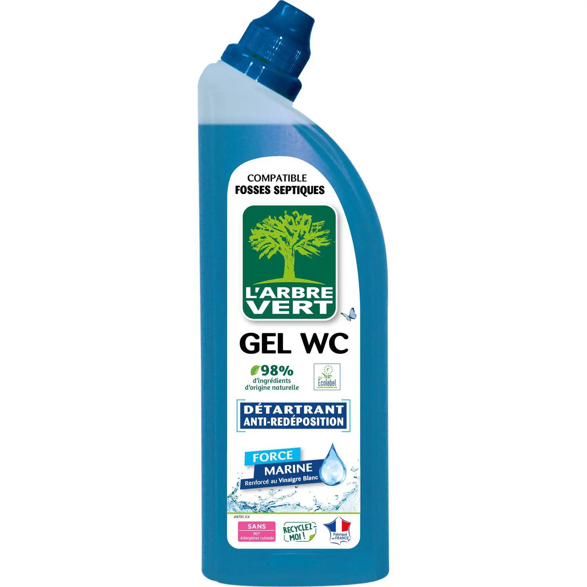 L'ARBRE VERT Gel WC détartrant anti-redéposition force marine
