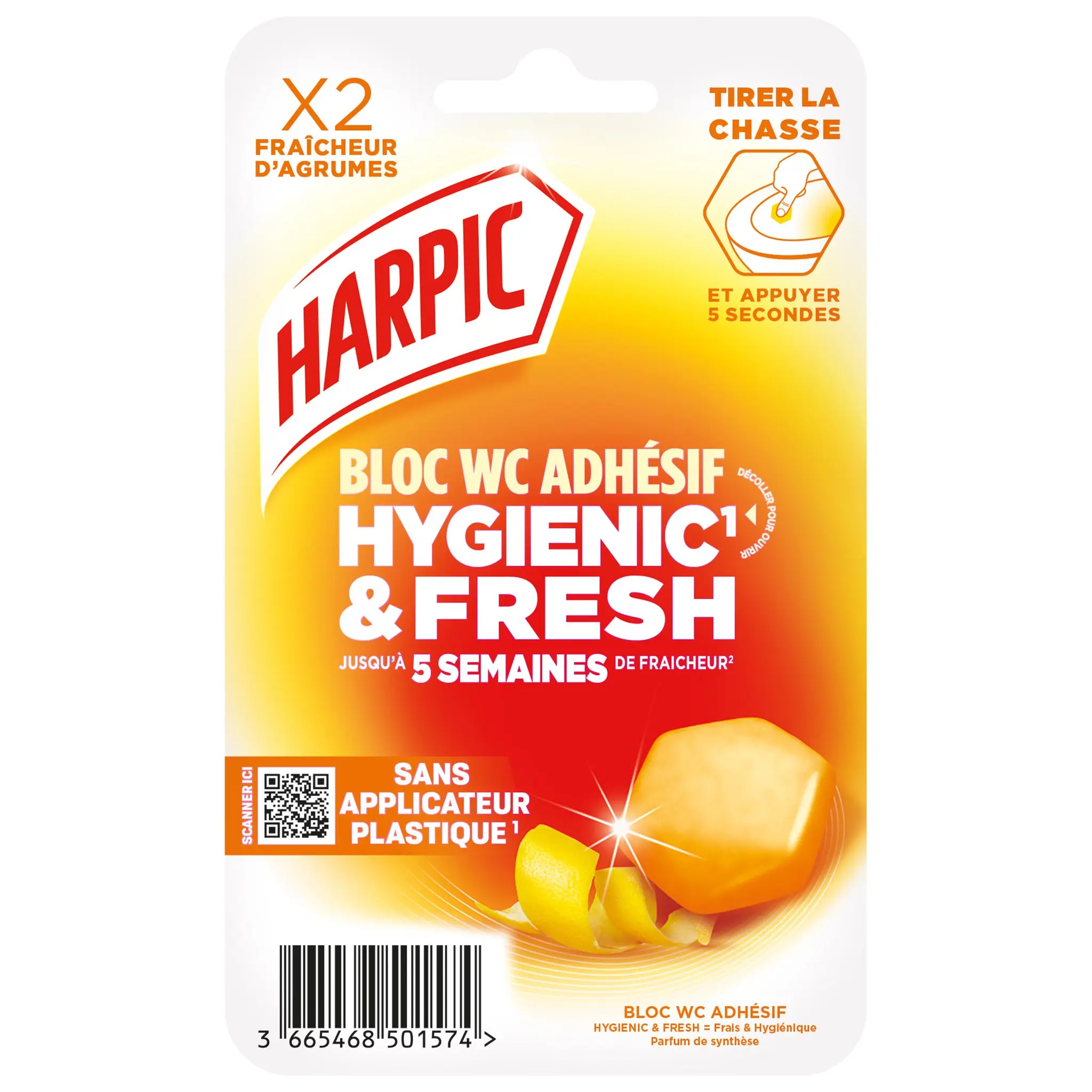 HARPIC Bloc WC adhésif fraîcheur d'agrumes