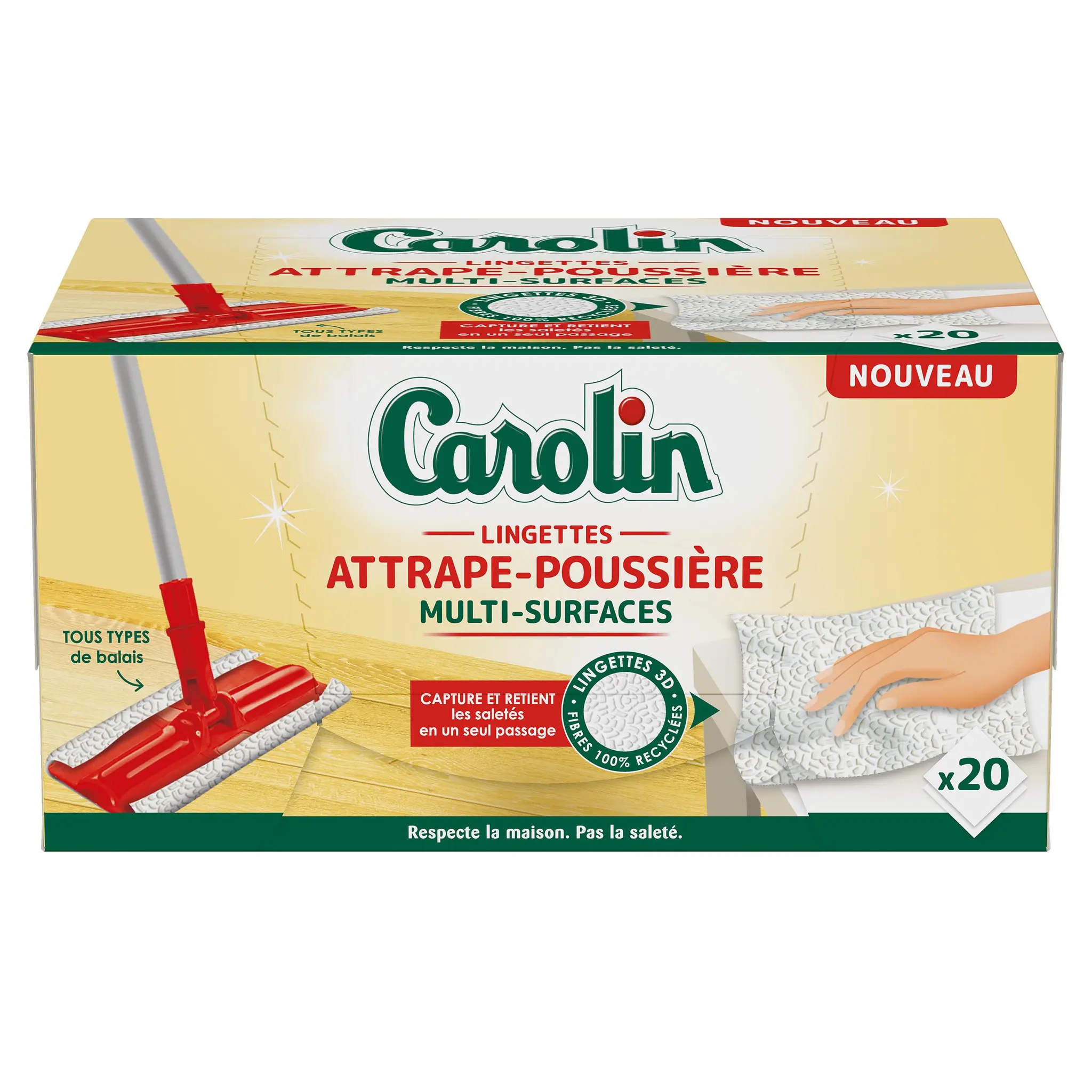 CAROLIN Lingettes balai attrape-poussière multi-surfaces