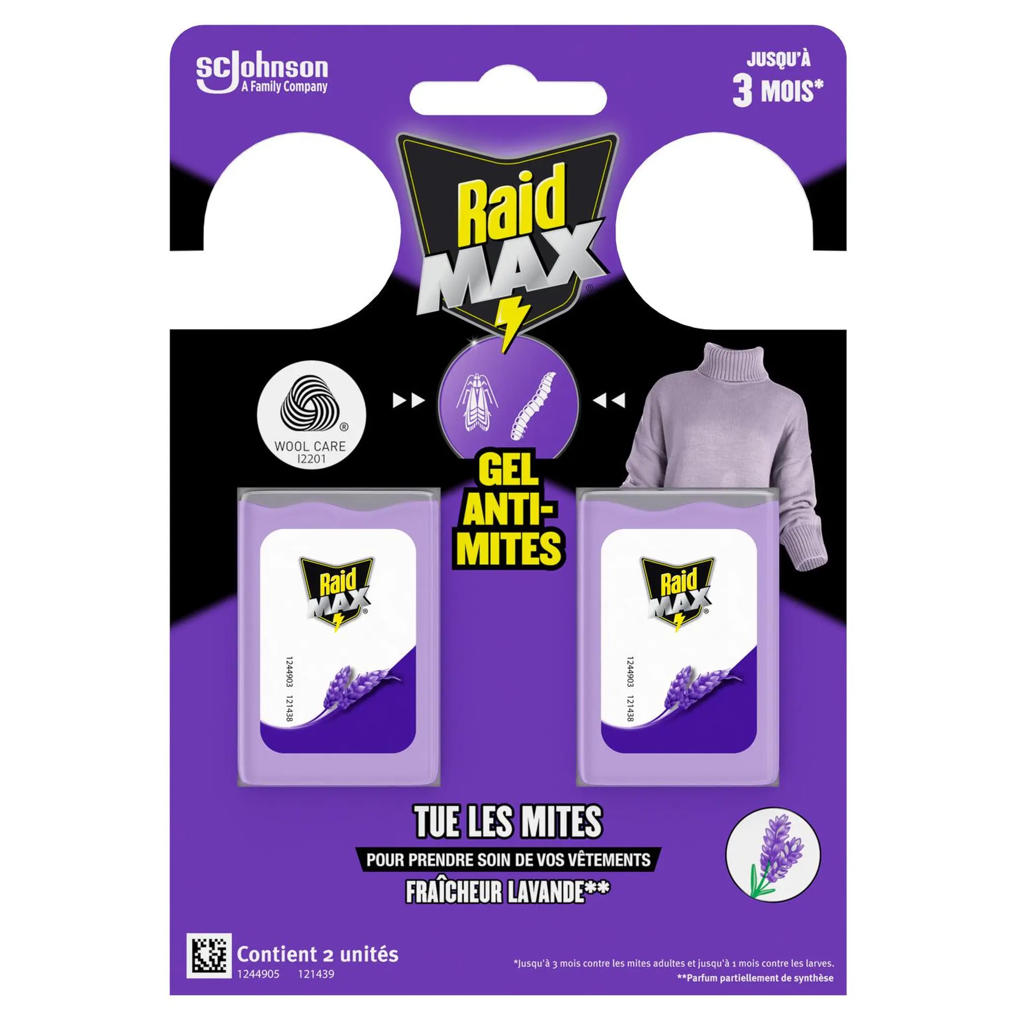 RAID Max Gel anti mites fraîcheur lavande jusqu'à 3 mois TP18