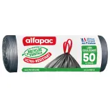 ALFAPAC Sacs poubelle recyclés ultra résistants à liens coulissants 50L