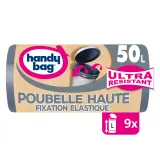 HANDY BAG Sacs poubelle haute 100% plastique recyclé fixation élastique 50l