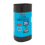 AUCHAN Sacs poubelle à liens amovibles 30L
