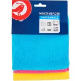 AUCHAN Chiffons microfibre à tissage bouclé multi-usages 30x30cm