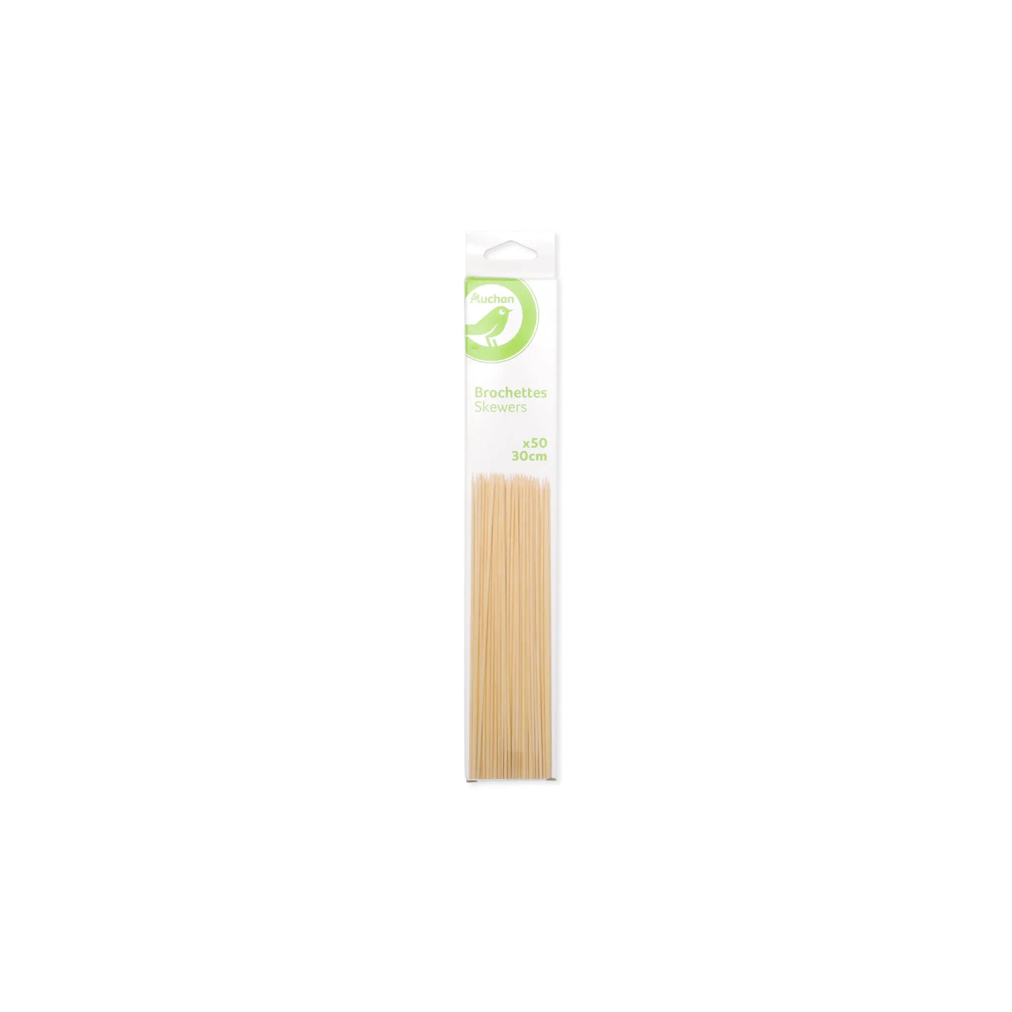 POUCE Lot de 50 brochettes en bois 30cm