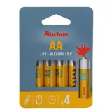 AUCHAN Lot de 4 piles alcaline standard AA