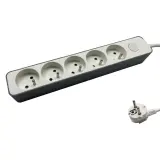 AUCHAN Multiprise filaire 5 prises blanc, 1,5 m